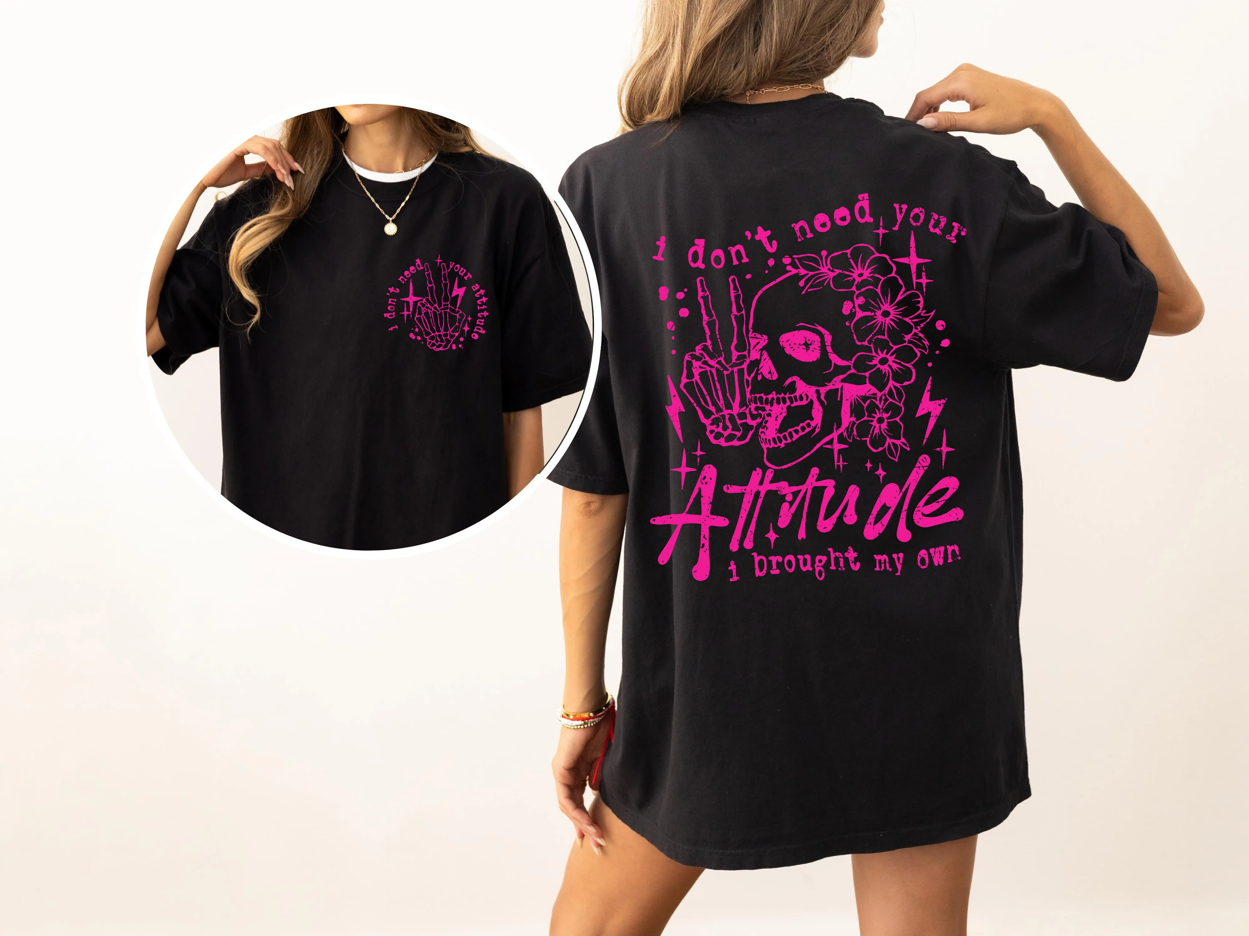 I Don't Need Your Attitude, Skeleton, Funny, Beach Wear, Summer Fun, Front and Back, Tshirt Comfort Colors T-Shirt sold by Refinery Number One product image thumbnail 5