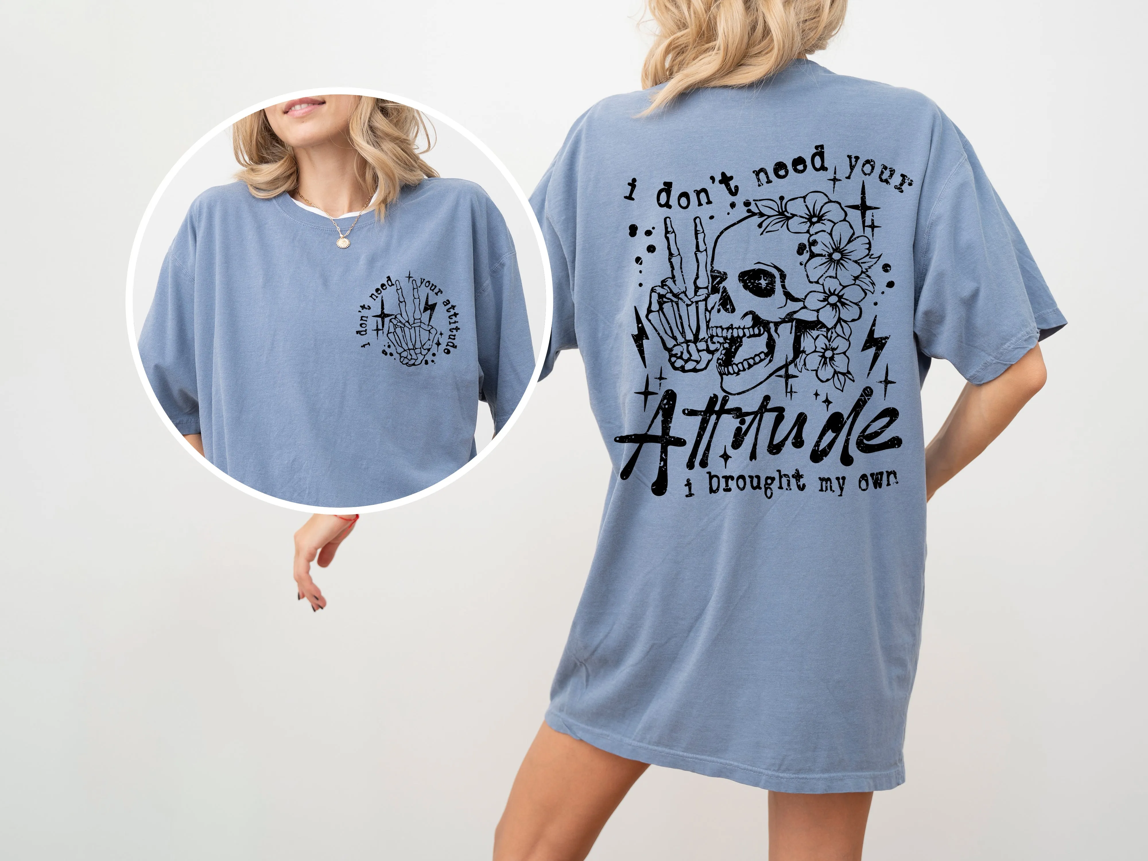 I Don't Need Your Attitude, Skeleton, Funny, Beach Wear, Summer Fun, Front and Back, Tshirt Comfort Colors T-Shirt sold by Refinery Number One product image thumbnail 4