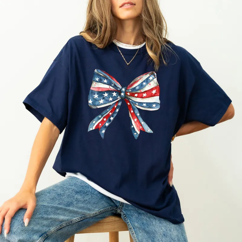 Patriotic Bow, Ribbon, USA, 4th Of July, Memorial Day, Tshirt Comfort Colors T-Shirt sold by Refinery Number One