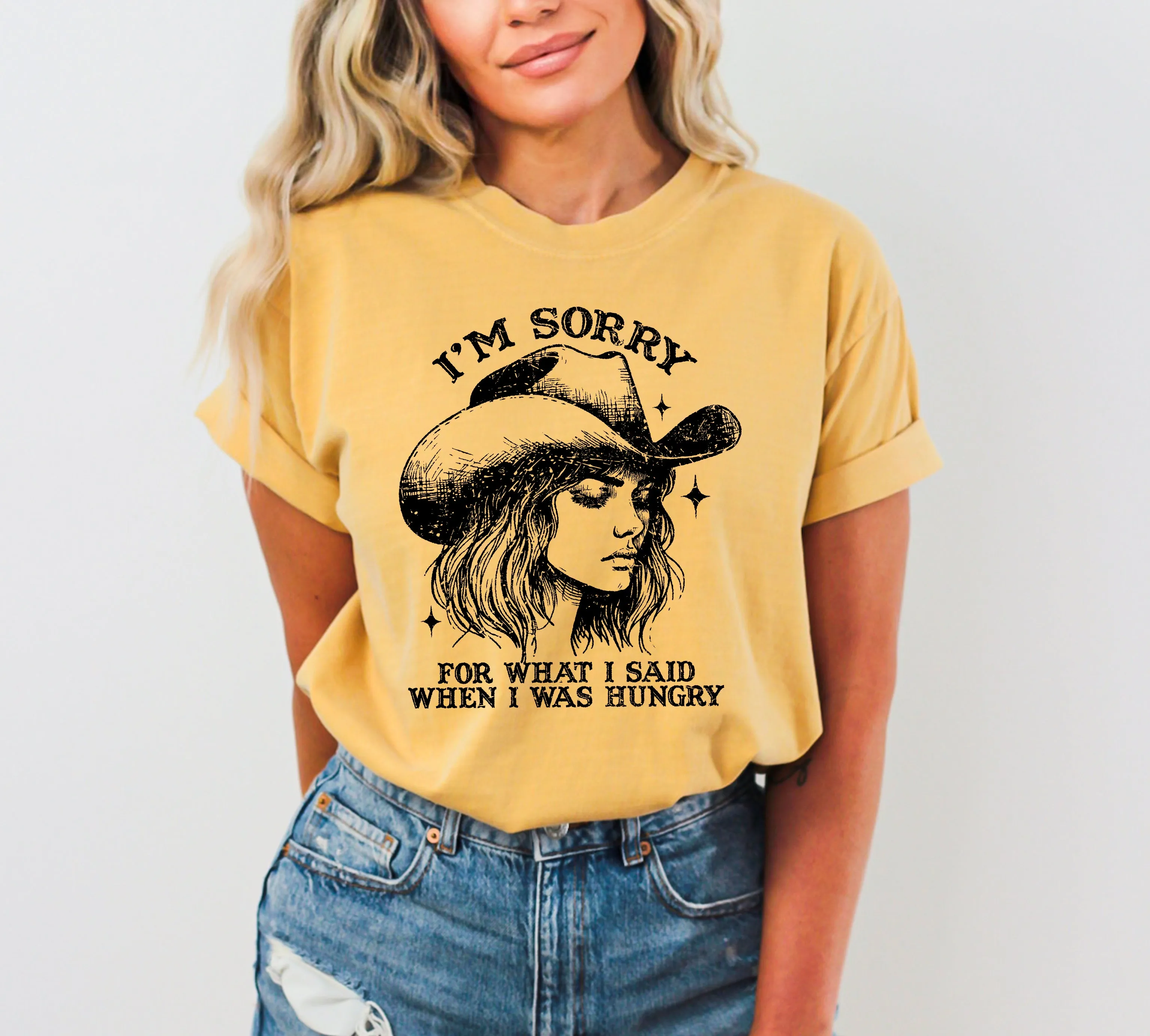 Sorry For What I Said When I Was Hungry, Cowgirl, Funny, Meme, Aesthetic, Sassy, Tshirt Comfort Colors T-Shirt sold by Refinery Number One product image thumbnail 3