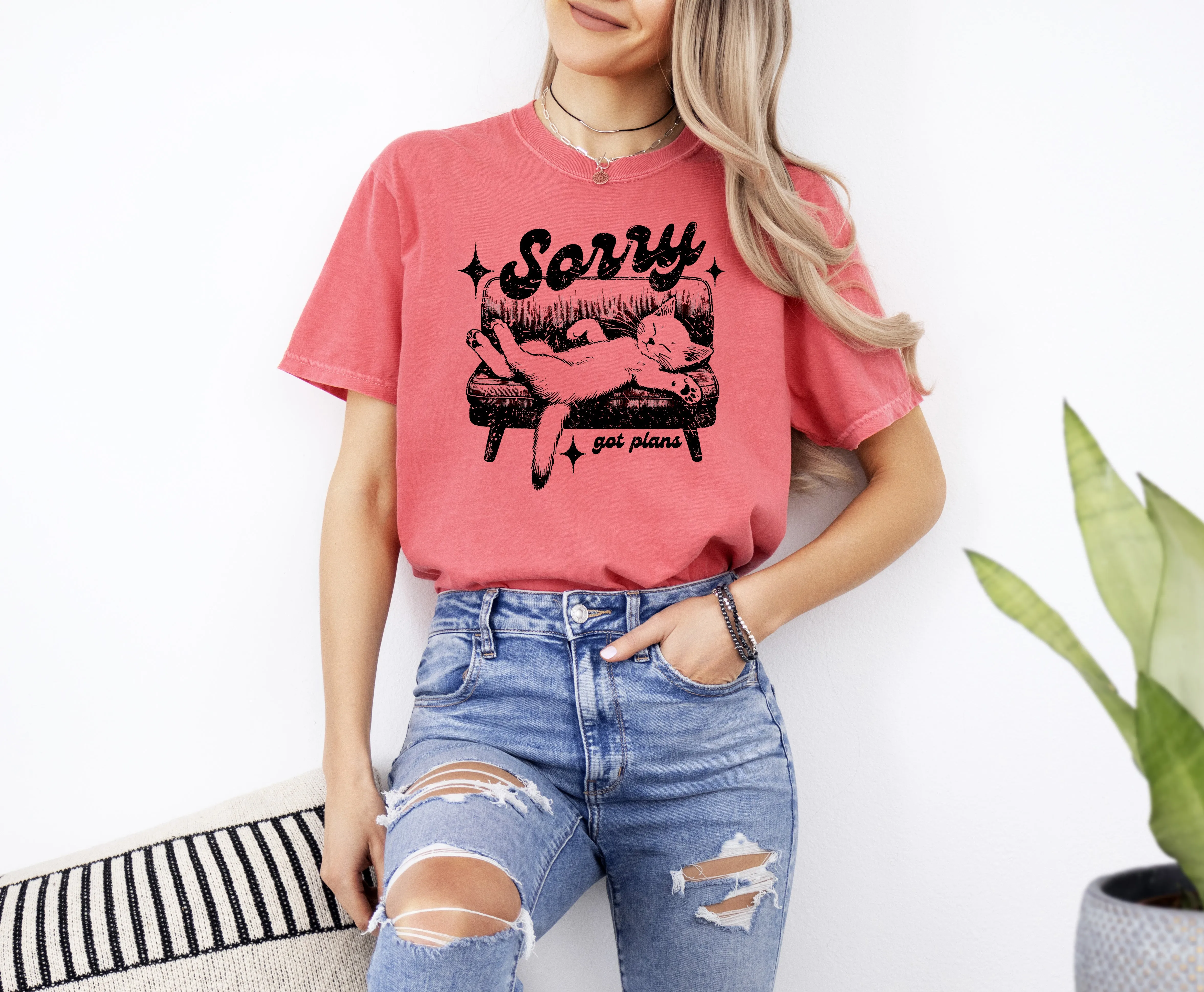 Sorry, Got Plans, Lazy Cat, Aesthetic, Funny, Meme, Tshirt Comfort Colors T-Shirt sold by Refinery Number One product image thumbnail 5