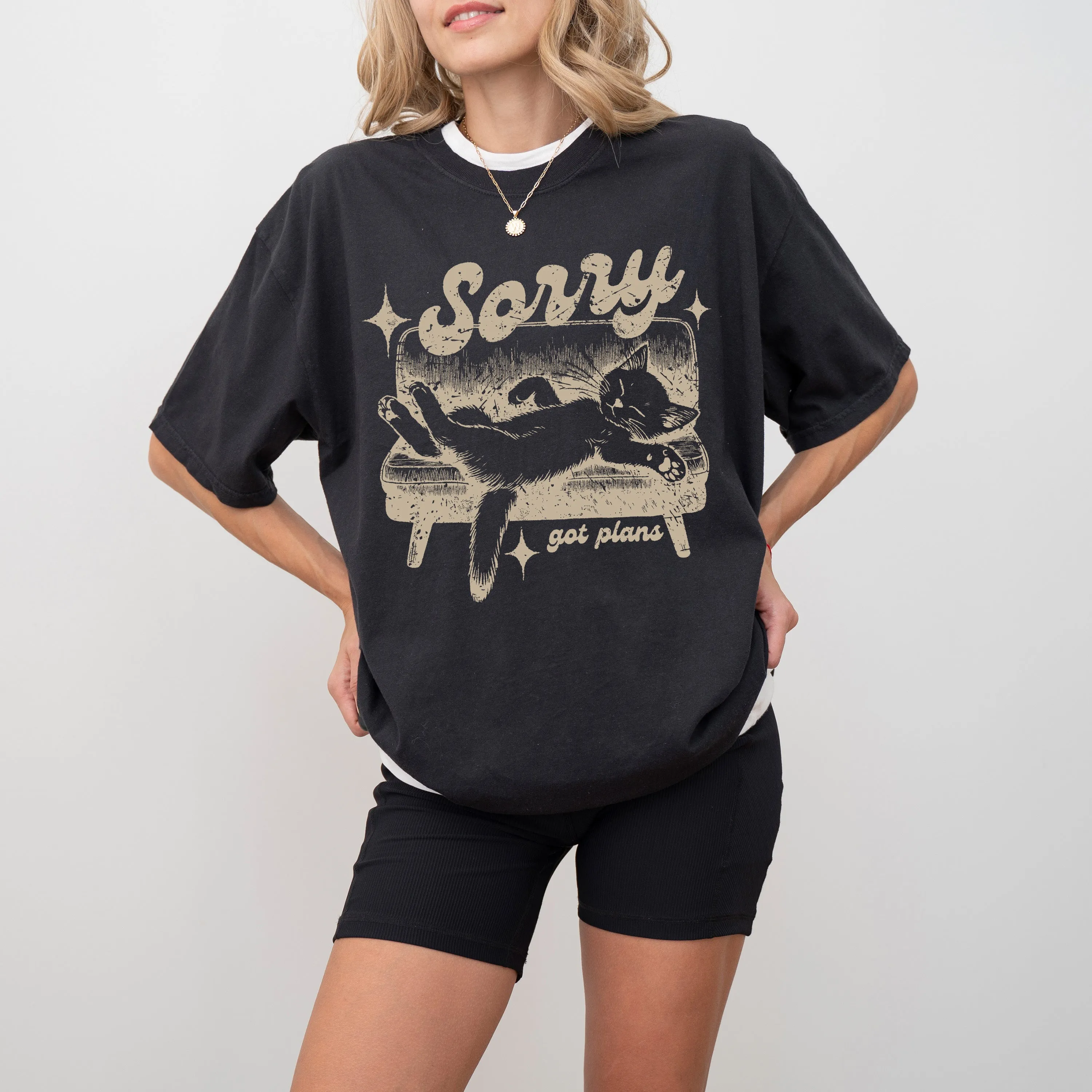 Sorry, Got Plans, Lazy Cat, Aesthetic, Funny, Meme, Tshirt Comfort Colors T-Shirt sold by Refinery Number One product image thumbnail 4