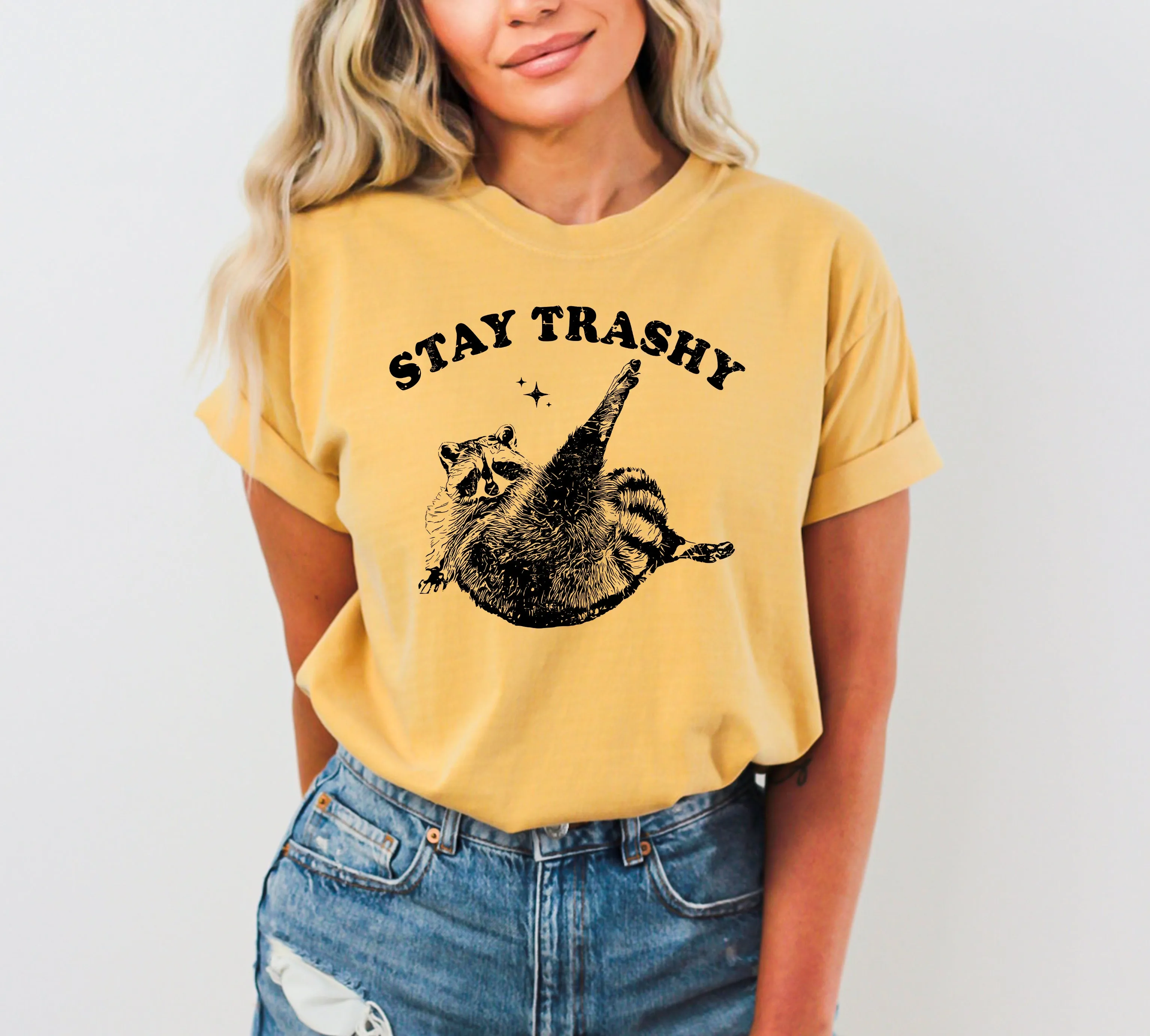 Stay Trashy, Raccoon, Aesthetic, Funny, Meme, Tshirt Comfort Colors T-Shirt sold by Refinery Number One product image thumbnail 5