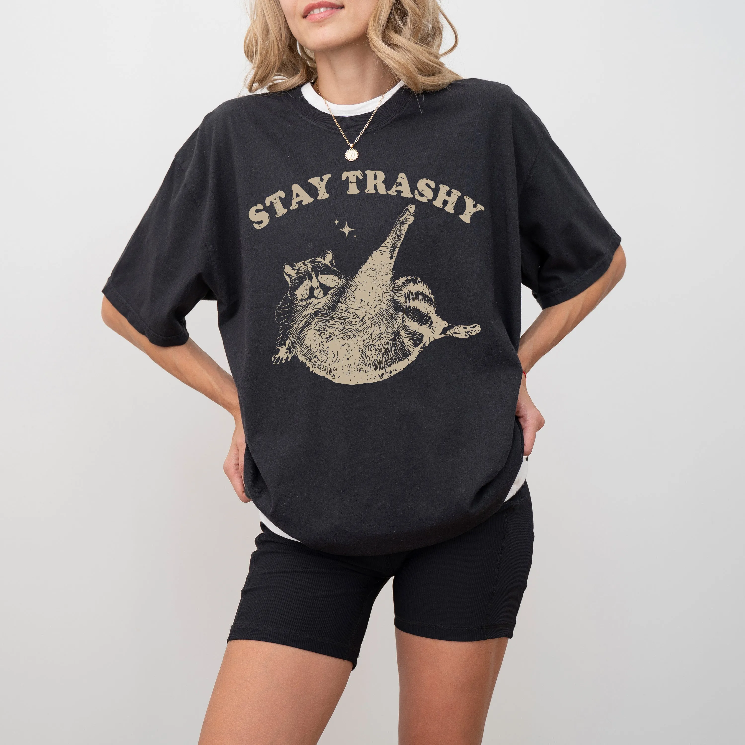 Stay Trashy, Raccoon, Aesthetic, Funny, Meme, Tshirt Comfort Colors T-Shirt sold by Refinery Number One product image thumbnail 4
