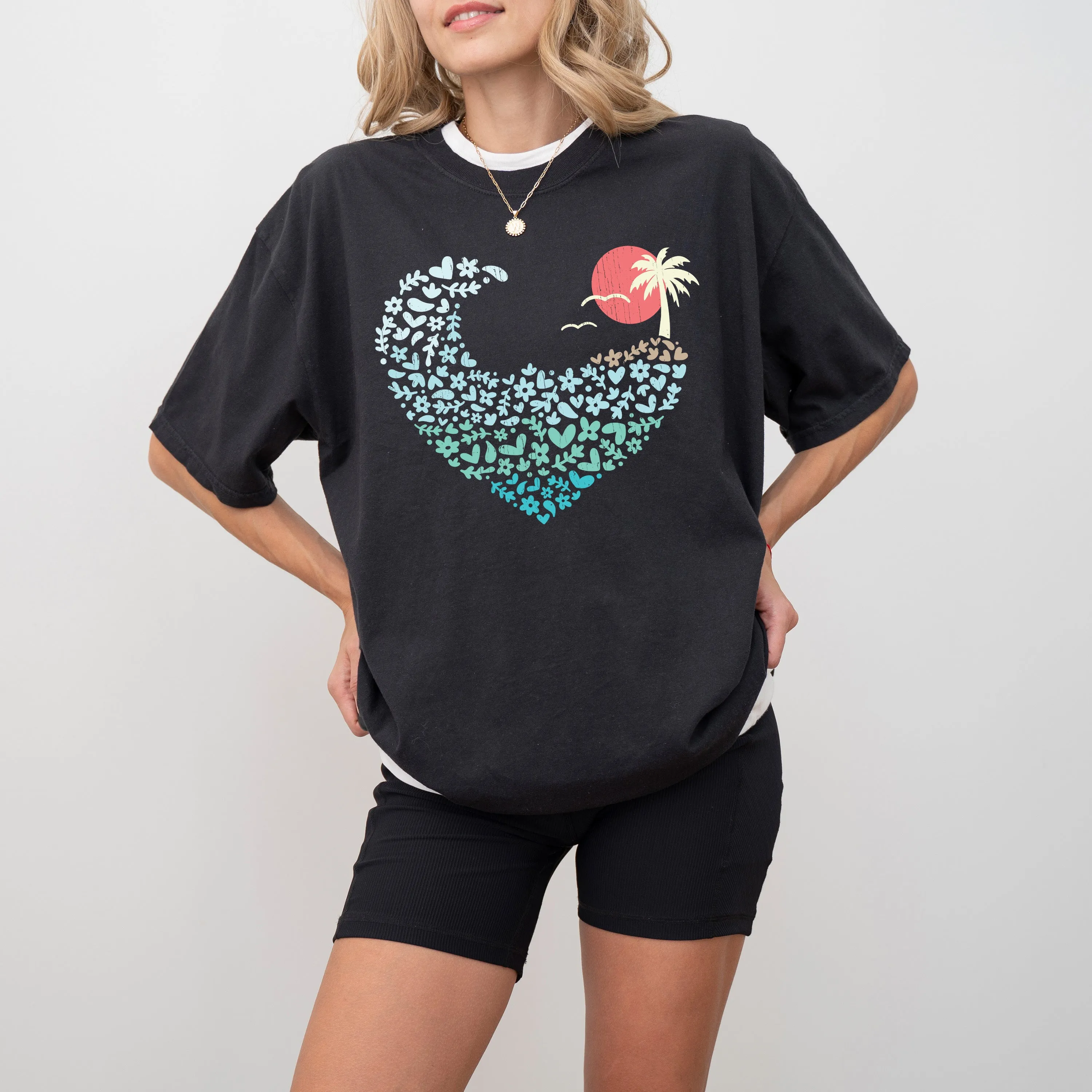 Summer Wave, Heart, Sunset, Beach Vibes, Hot Girl Summer, Vacation, Tshirt Comfort Colors T-Shirt sold by Refinery Number One product image thumbnail 3