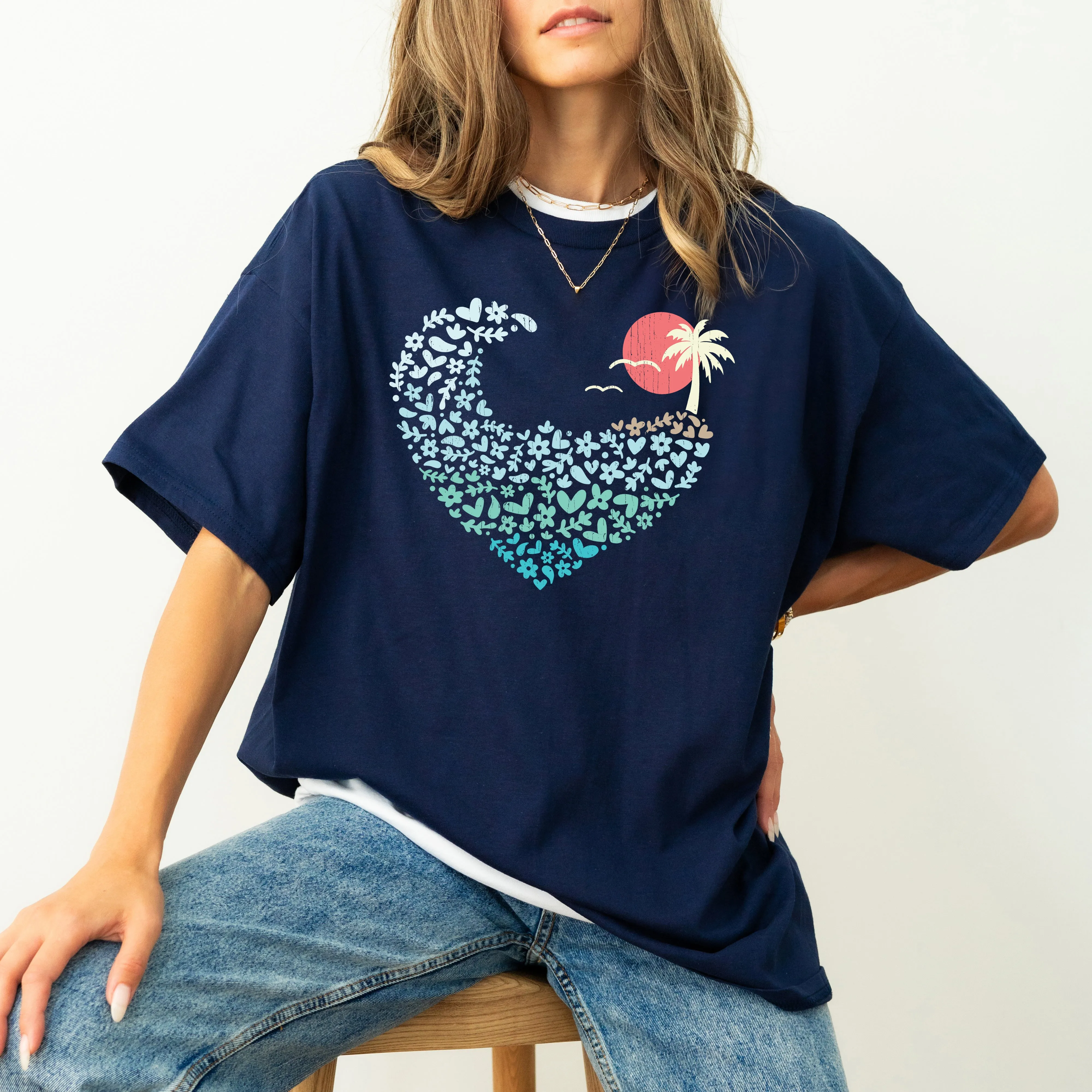 Summer Wave, Heart, Sunset, Beach Vibes, Hot Girl Summer, Vacation, Tshirt Comfort Colors T-Shirt sold by Refinery Number One product image thumbnail 2