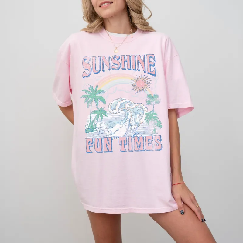 Sunshine Fun Times, Beach Vibes, Palm Tree, Summer Vacation, California, Hot Girl Summer, Tshirt Comfort Colors T-Shirt sold by Refinery Number One