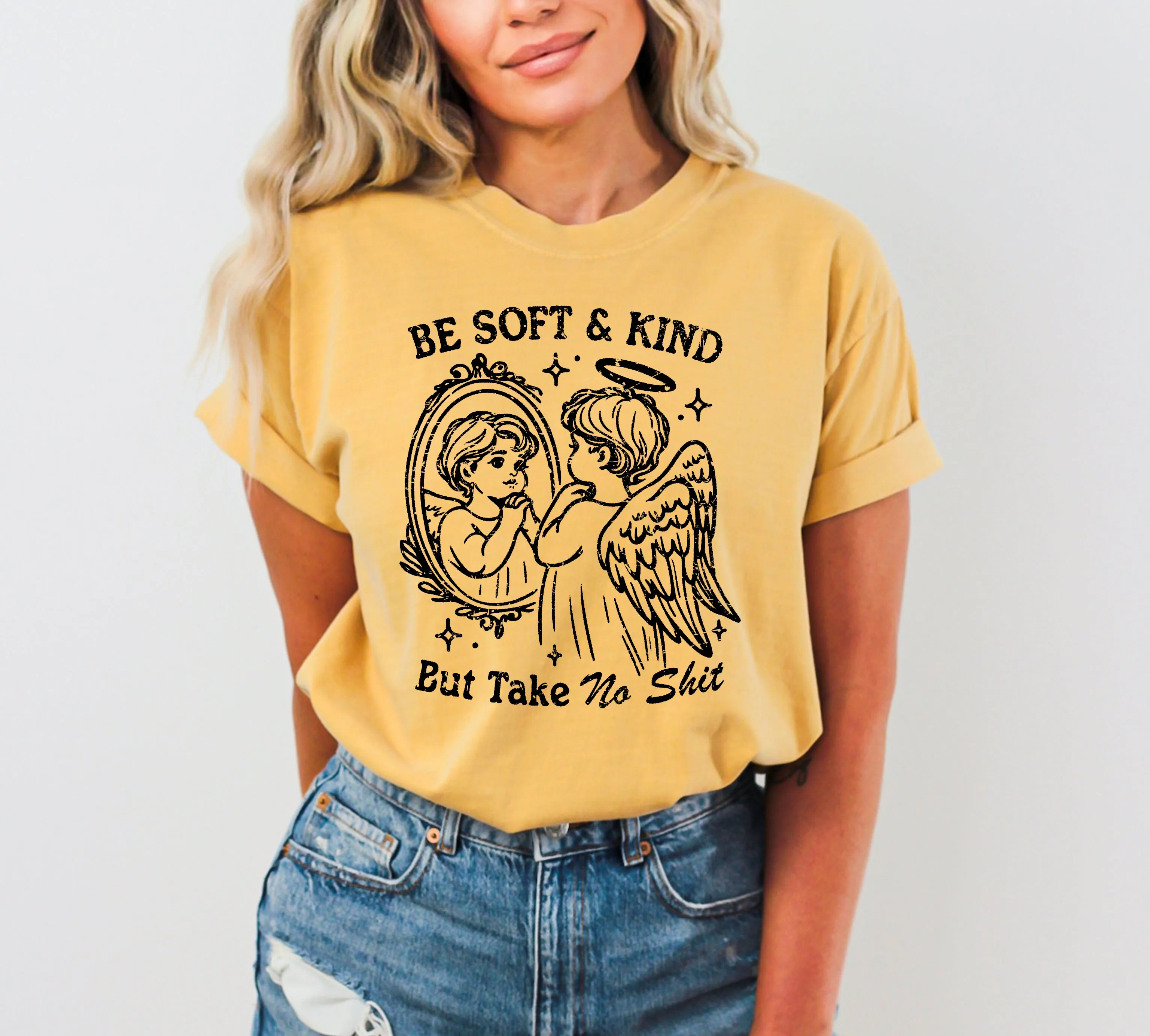 Take No Shit, Angel, Funny, Aesthetic, Meme, Be Kind, Tshirt Comfort Colors T-Shirt sold by Refinery Number One product image thumbnail 2