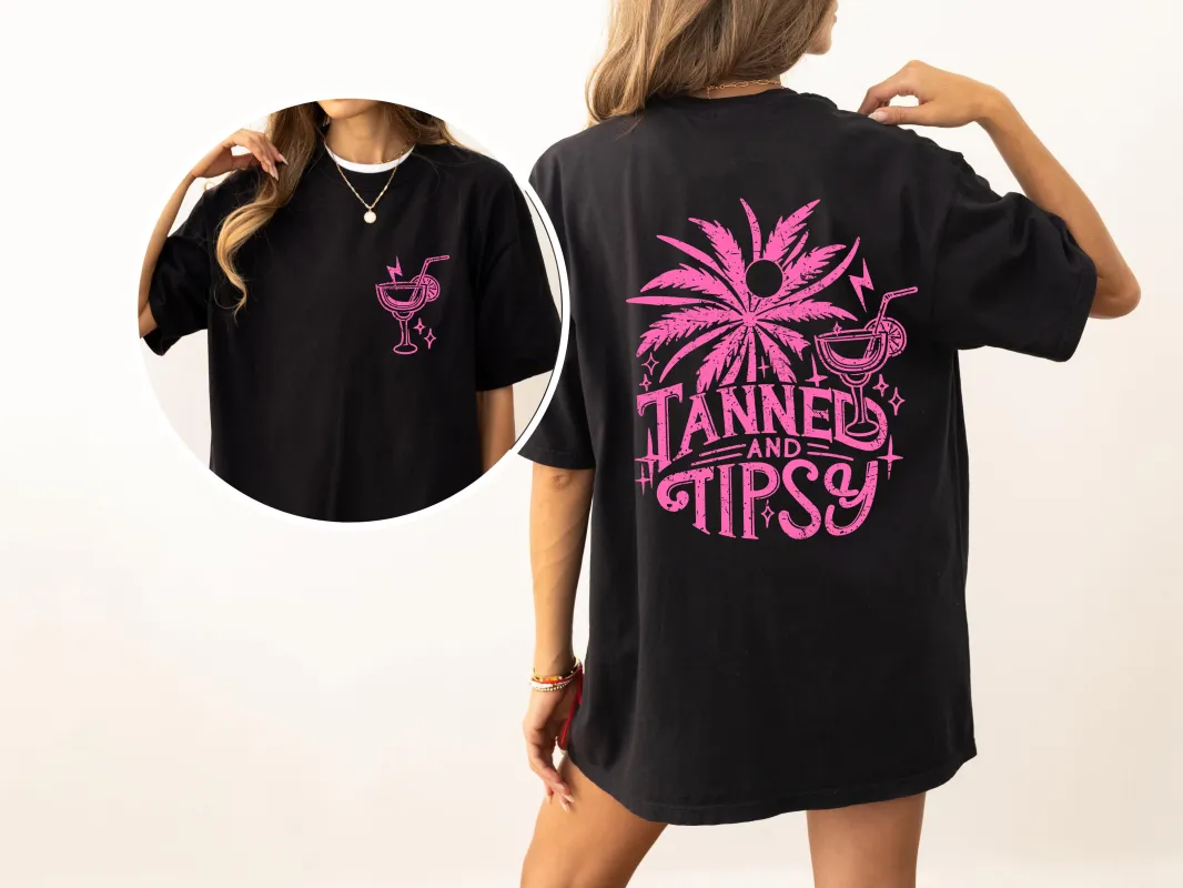 Tanned and Tipsy, Drunk Vibes, Summer Fun, Beach Days, Margarita, Hot Girl Summer, Tshirt Comfort Colors T-Shirt sold by Refinery Number One