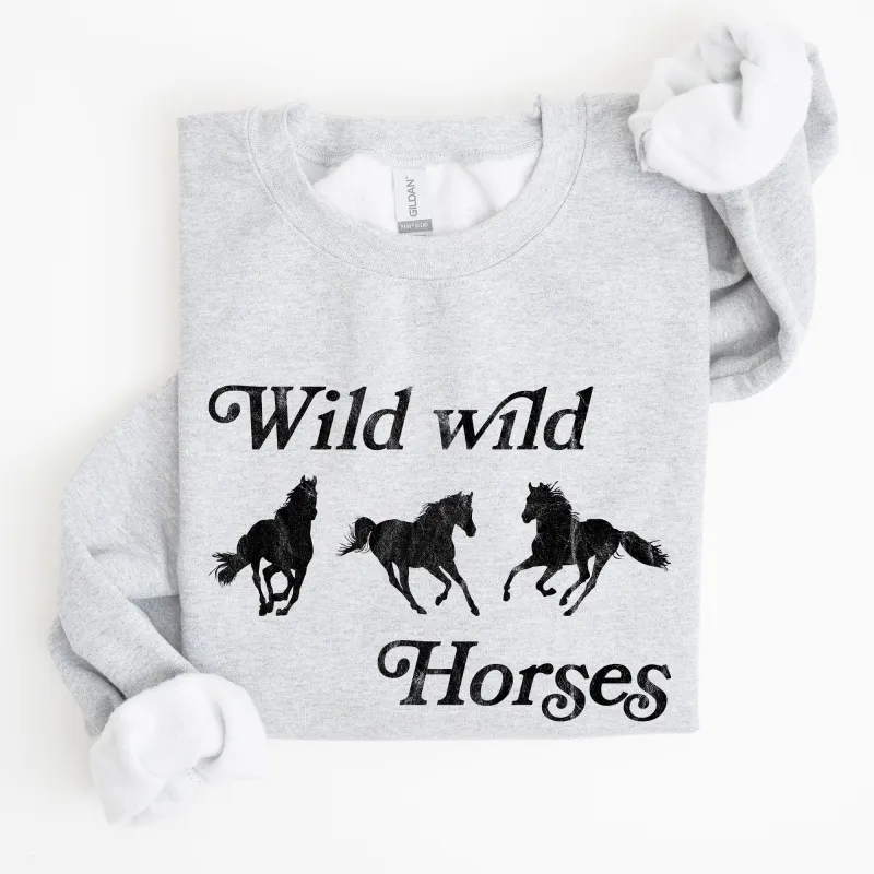 Wild Wild Horses, Country, Cowboy, Retro, Cowgirl Sweatshirt sold by Refinery Number One
