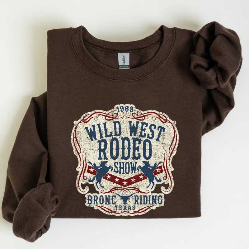 Wild West Rodeo Show Bronco Riding Cowboy Cowgirl Sweatshirt sold by Refinery Number One