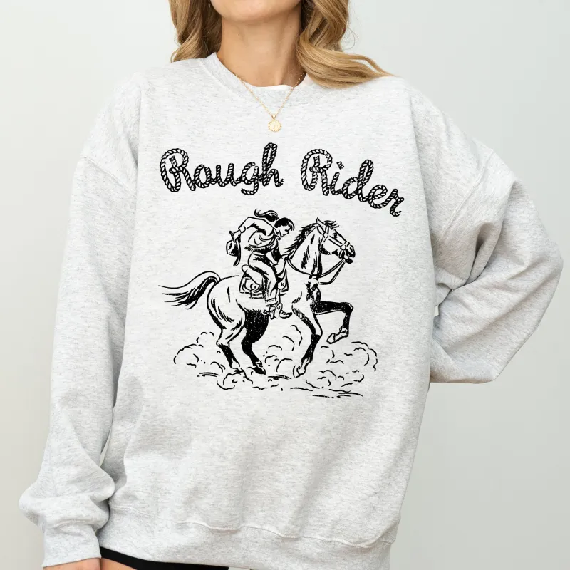 Rough Rider, Rodeo, Cowgirl, Horse, Bronco Cowboy Sweatshirt sold by Refinery Number One