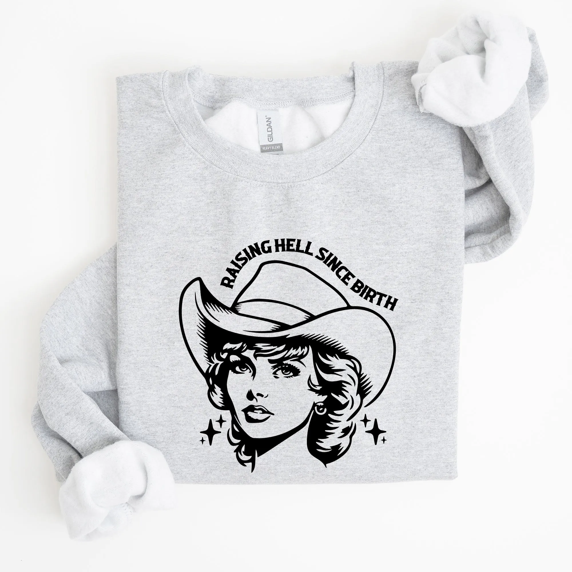 Raising Hell Since Birth, Cowgirl, Cowgirl, Sassy Sweatshirt sold by Refinery Number One product image thumbnail 2