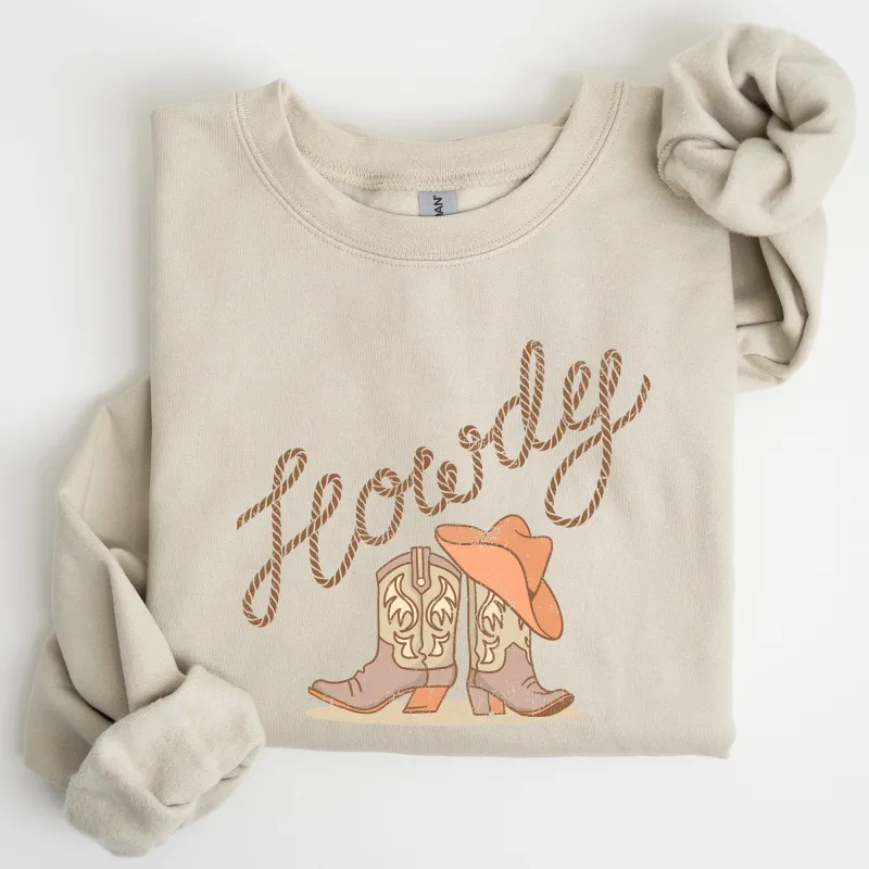 Howdy, Cowboy Boots, Western, Country, Cowgirl, Sweatshirt sold by Refinery Number One