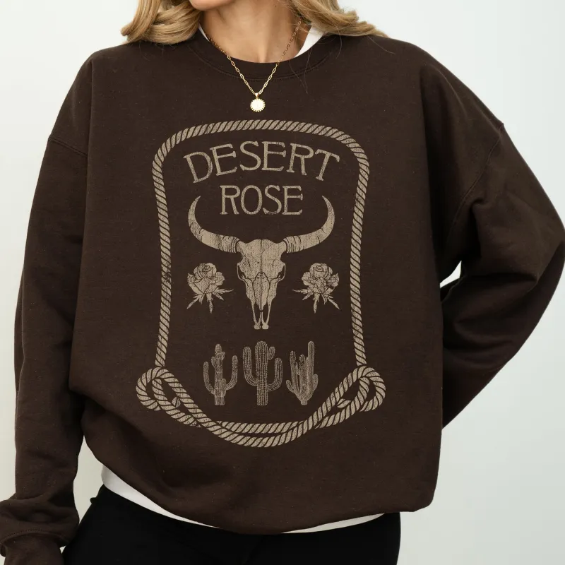 Desert Rose, Western, Country, Cowgirl, Cowboy, Sweatshirt sold by Refinery Number One