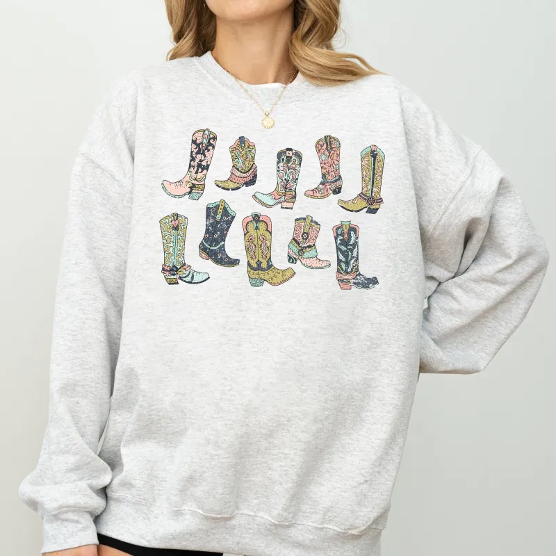 Colorful Cowboy Boots, Western, Cowgirl, Country Sweatshirt sold by Refinery Number One