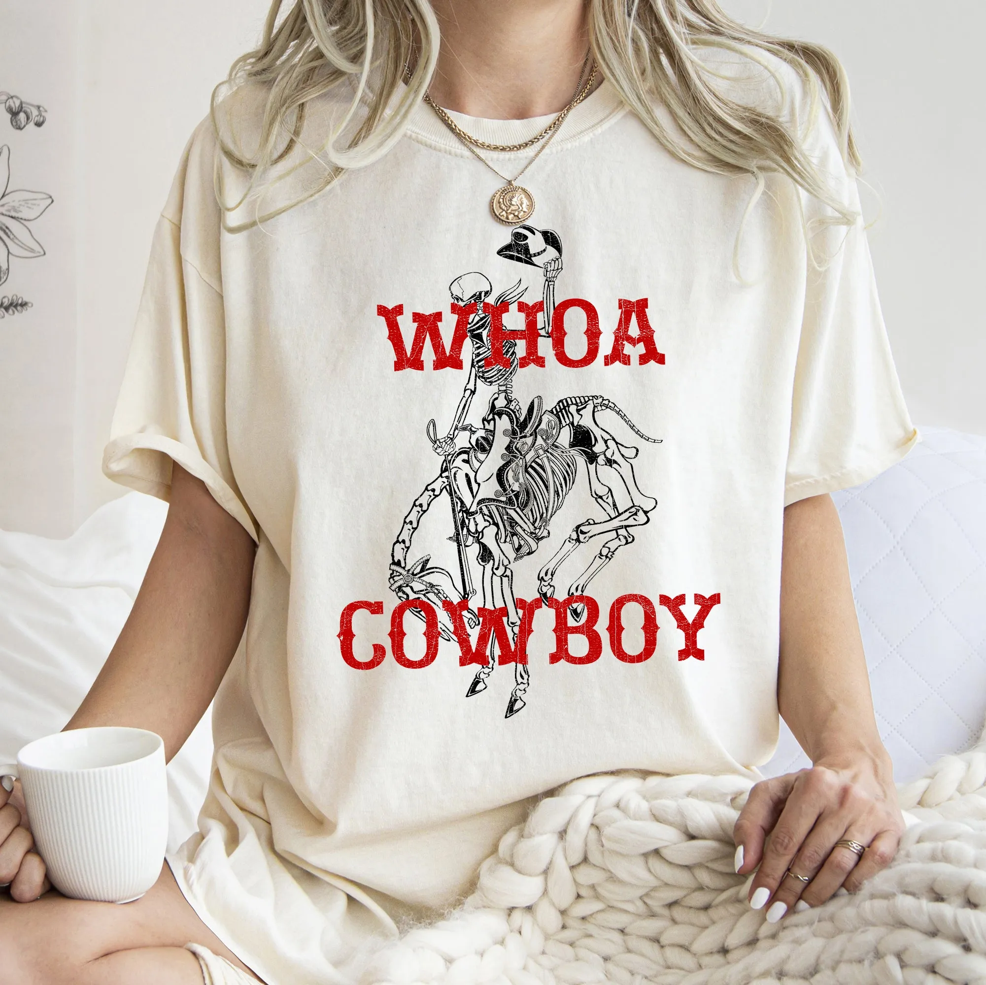 Whoa Cowboy, Horse, BroncoRide, Rodeo, Skeleton, Tshirt Comfort Colors T-Shirt sold by Refinery Number One product image thumbnail 3