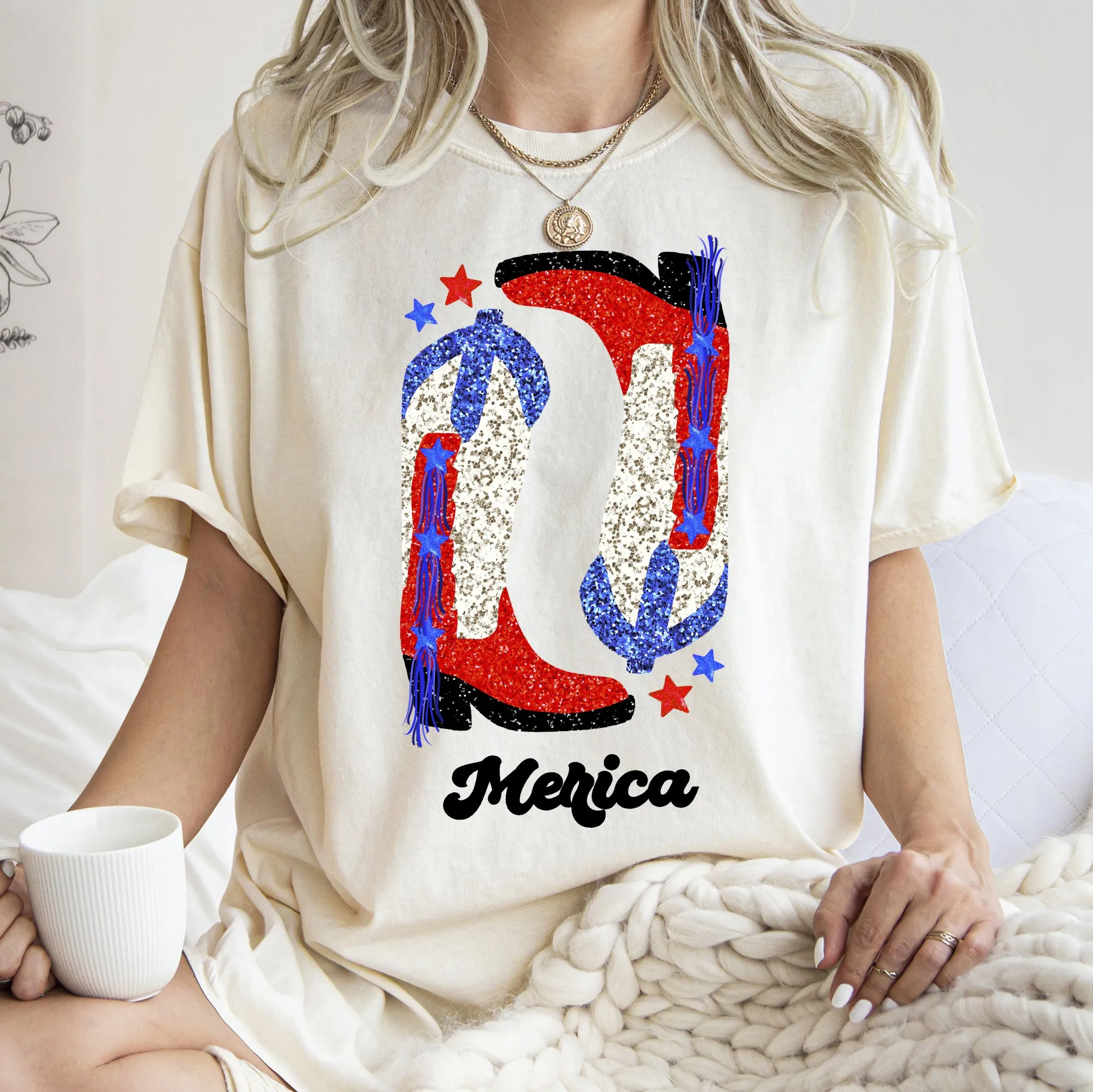 Cowgirl Boots, FauxGlitter, Western, Country, Cowboy, Tshirt Comfort Colors T-Shirt sold by Refinery Number One product image thumbnail 4