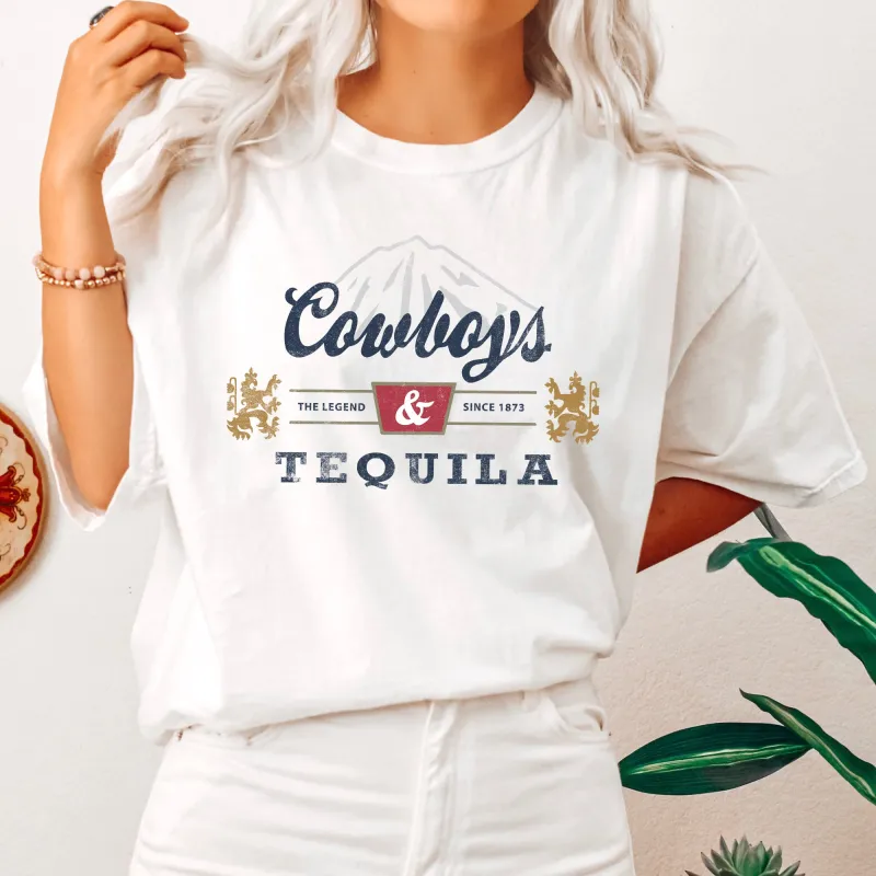 Cowboys and Tequila, Retro, Beer, Vintage, Cowboy, Tshirt Comfort Colors T-Shirt sold by Refinery Number One