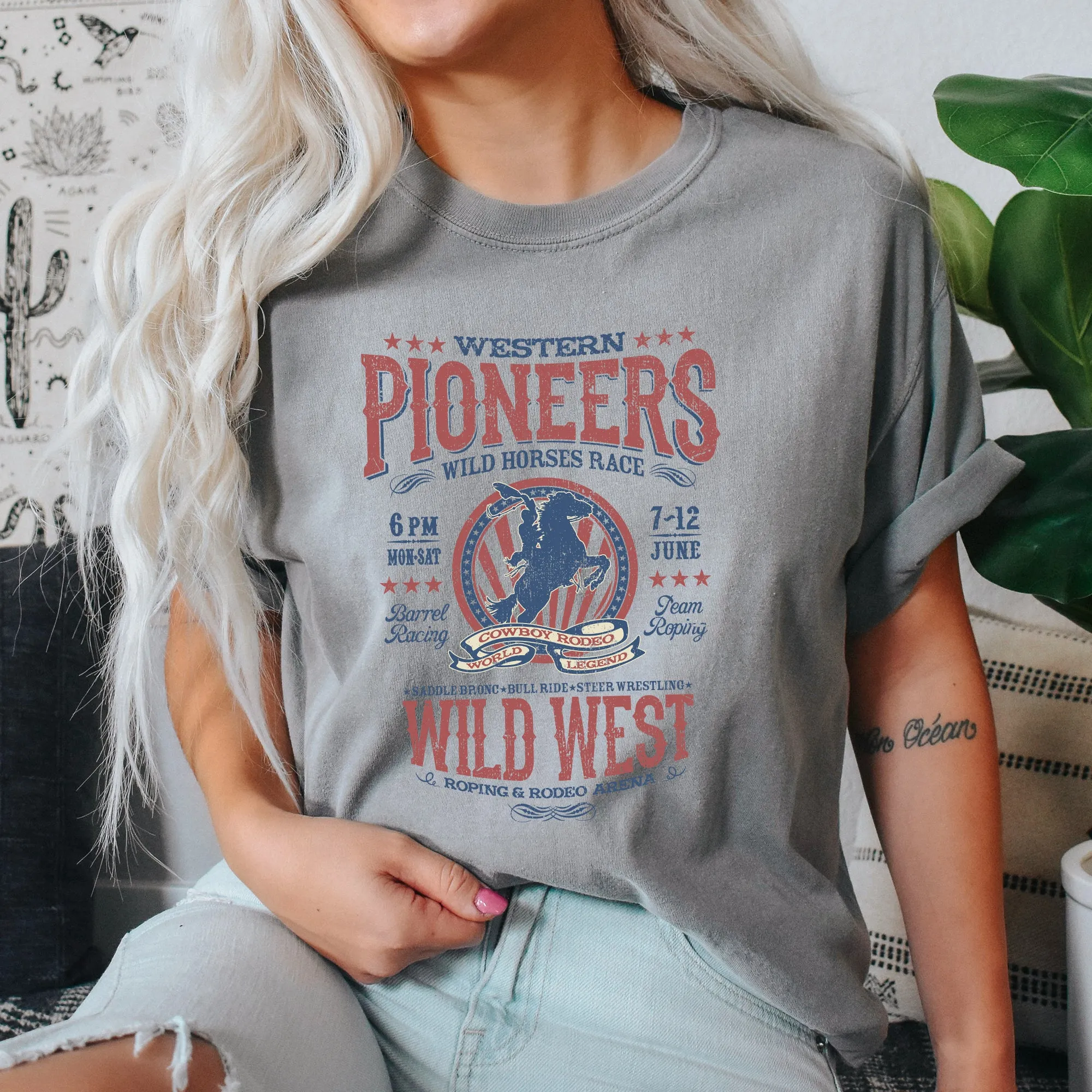 Bronco Riding, Wild Horse Race, Cowboy, Cowgirl, Tshirt Comfort Colors T-Shirt sold by Refinery Number One product image thumbnail 4