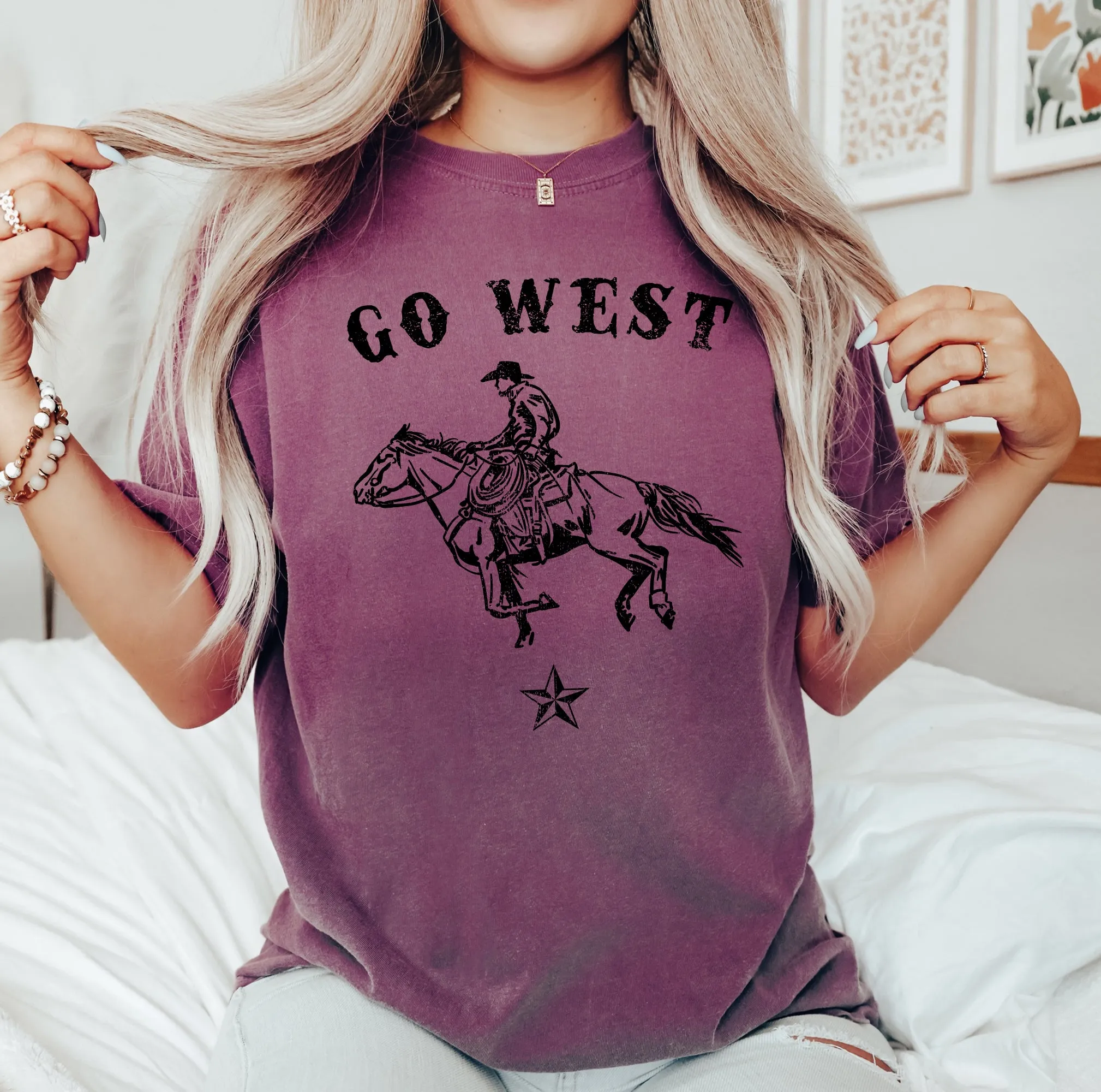 Go West, Cowboy, Horse, Western, Retro, Vintage, Tshirt Comfort Colors T-Shirt sold by Refinery Number One product image thumbnail 5