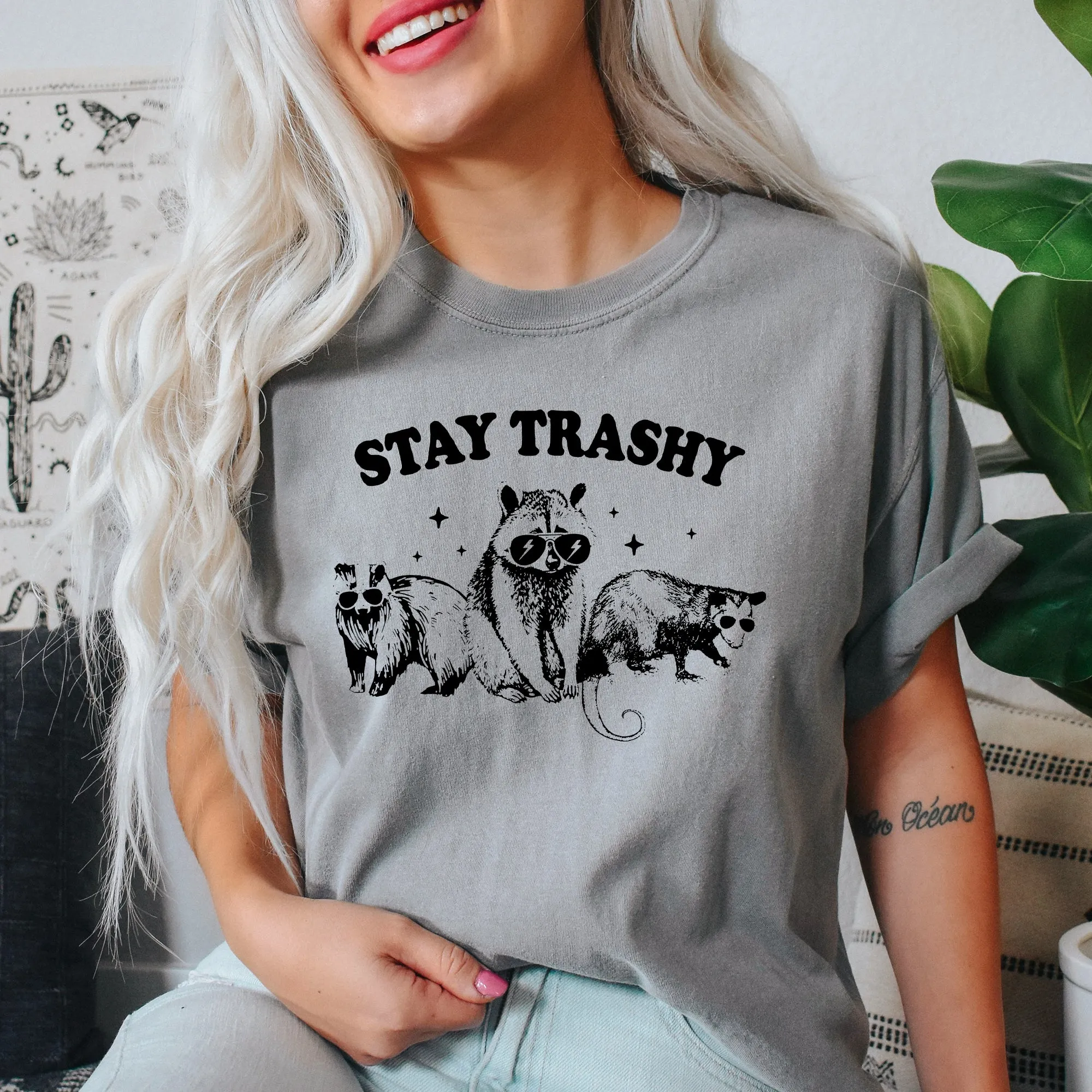 Stay Trashy, Racoon, Possum, Aesthetic, Meme, Funny, Comfort Colors Tshirt sold by Refinery Number One product image thumbnail 5