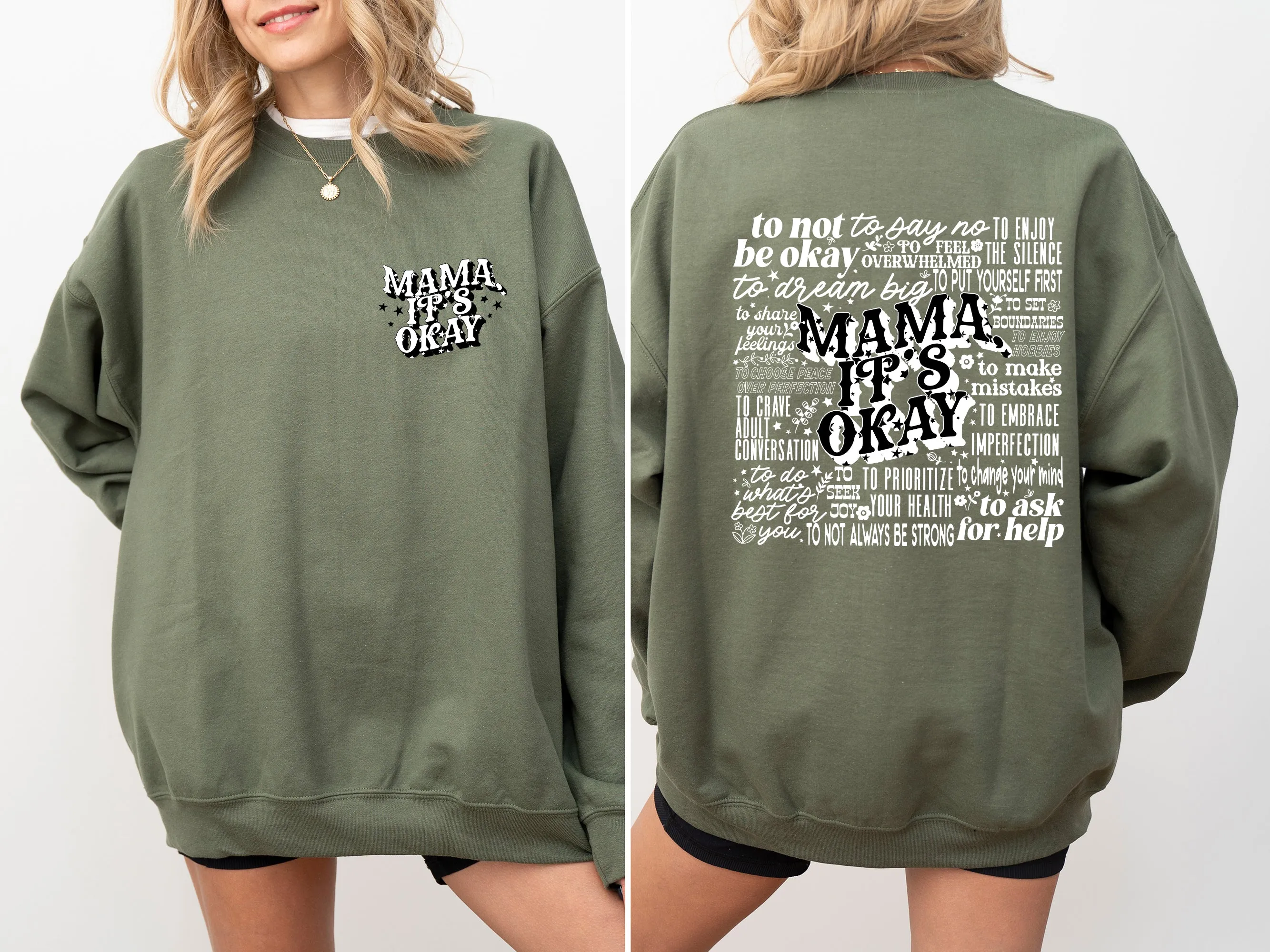 Mama It's Okay, Self Care, Motherhood, Mother's Day Sweatshirt sold by Refinery Number One product image thumbnail 5