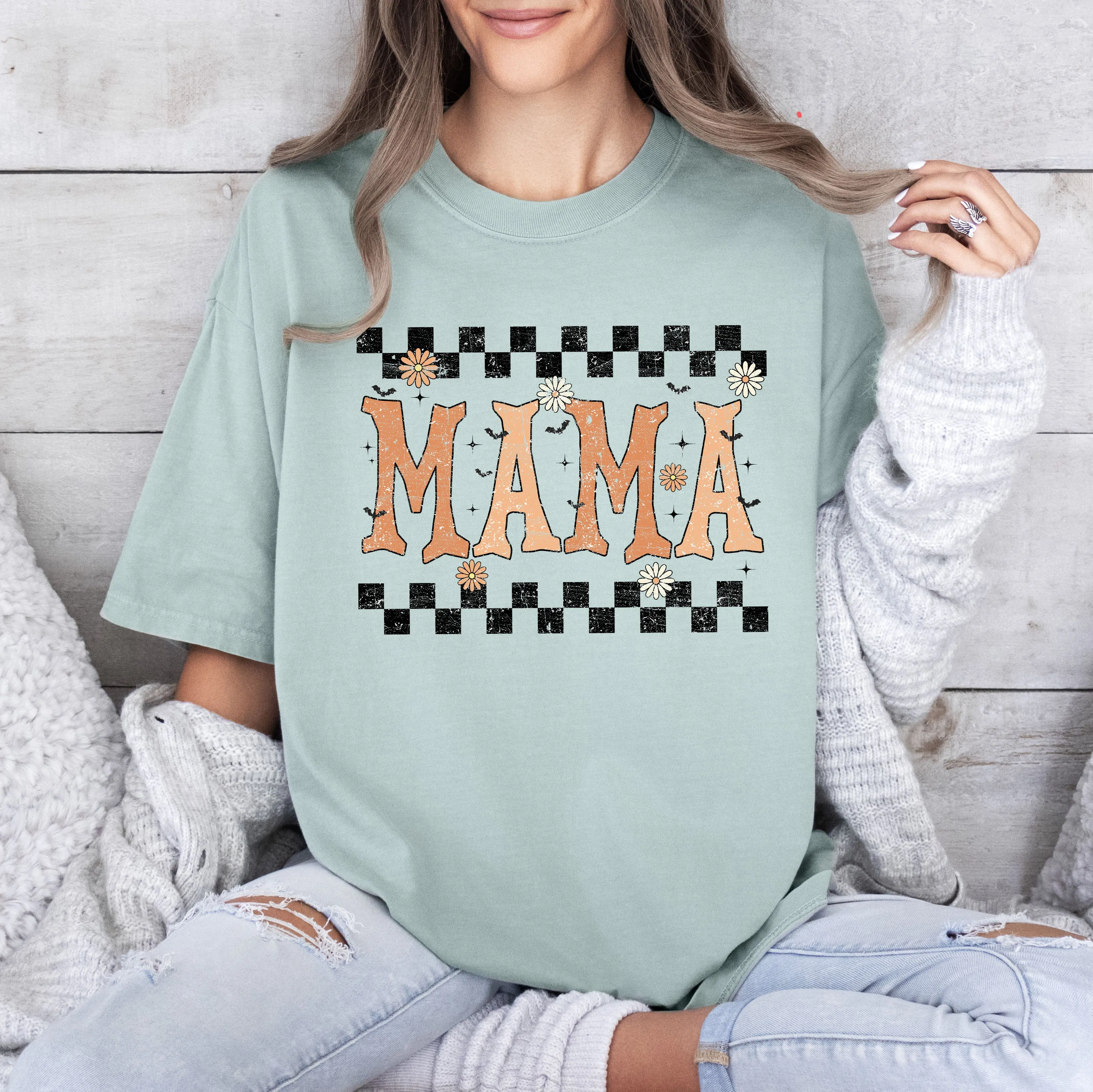 Mama, Checkered, Funny, Retro, Aesthetic, Vintage, Comfort Colors Tshirt sold by Refinery Number One product image thumbnail 3