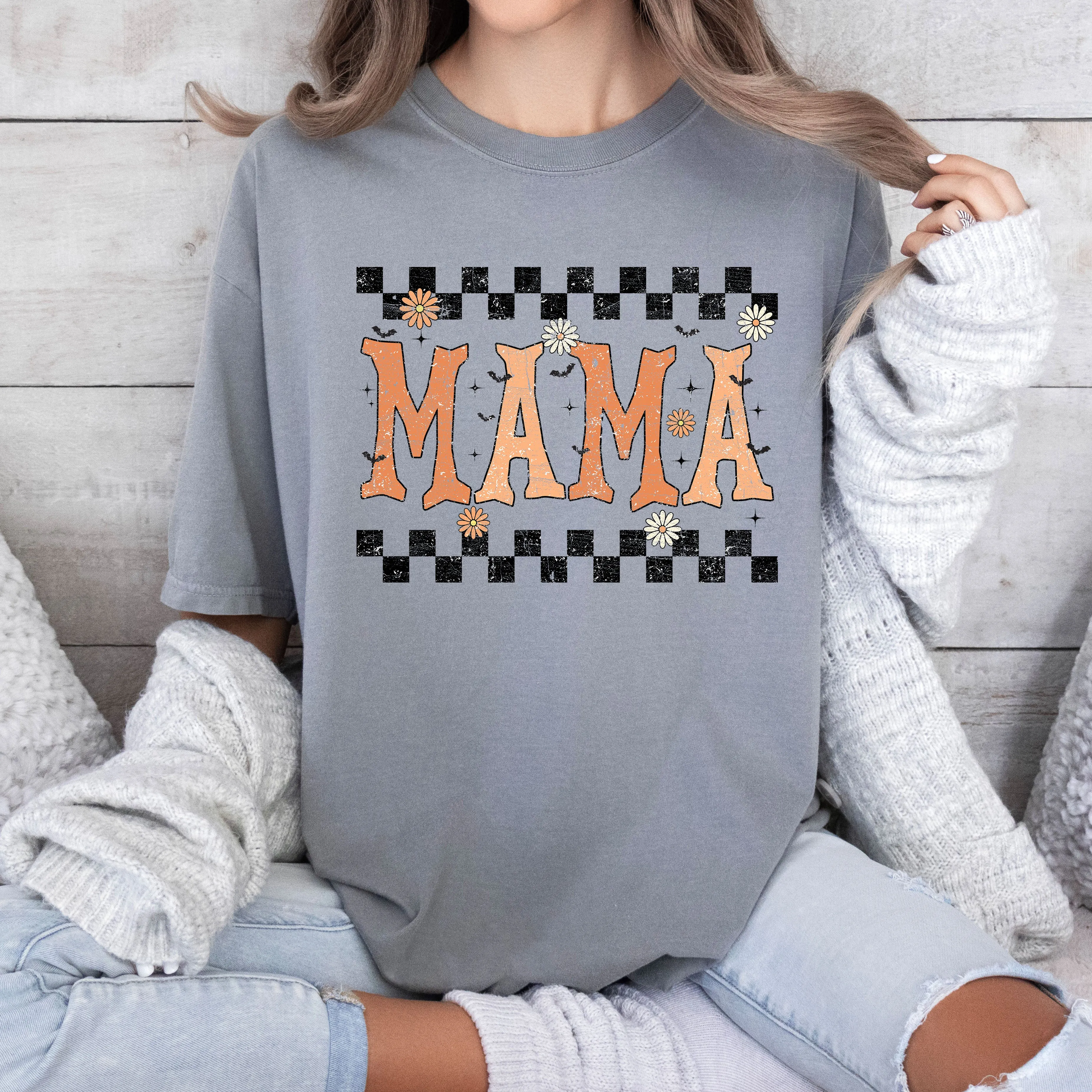 Mama, Checkered, Funny, Retro, Aesthetic, Vintage, Comfort Colors Tshirt sold by Refinery Number One product image thumbnail 2