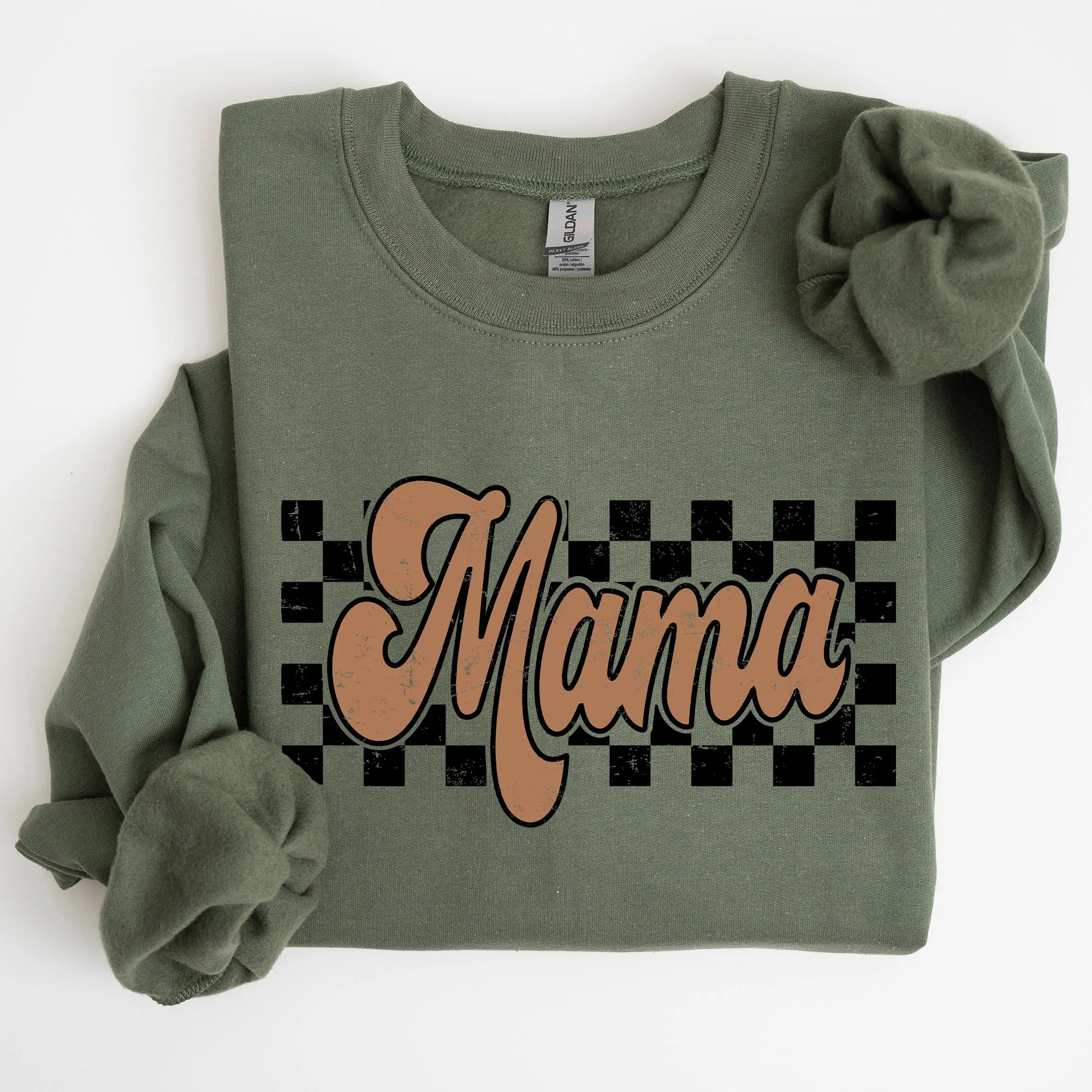 Mama Retro Checkered, Aesthetic, Vintage Sweatshirt sold by Refinery Number One product image thumbnail 3