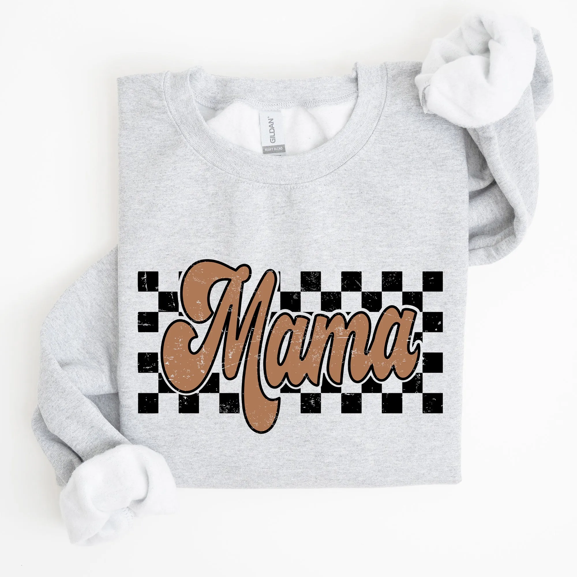 Mama Retro Checkered, Aesthetic, Vintage Sweatshirt sold by Refinery Number One product image thumbnail 2