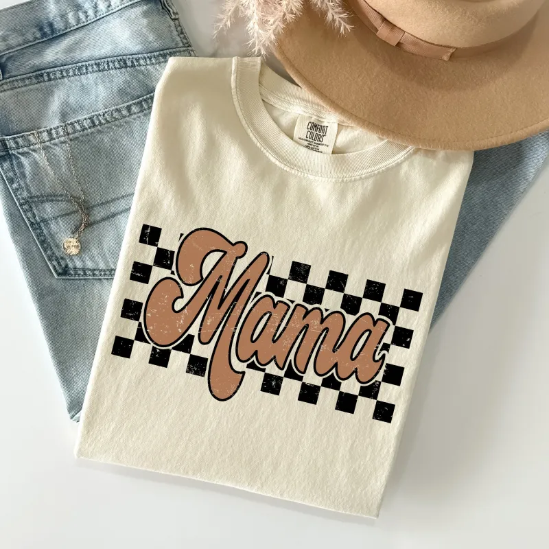 Mama Retro Checkered, Aesthetic, Vintage, Comfort Colors Tshirt sold by Refinery Number One
