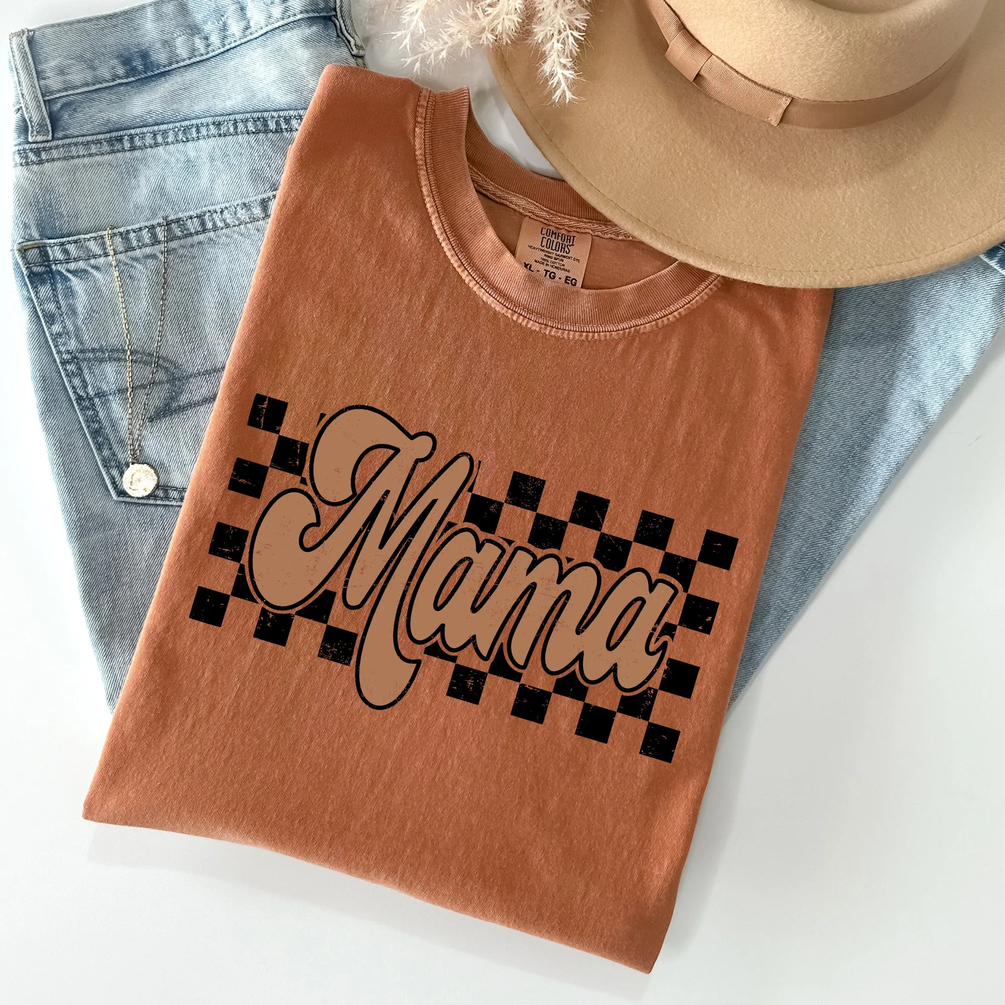 Mama Retro Checkered, Aesthetic, Vintage, Comfort Colors Tshirt sold by Refinery Number One product image thumbnail 3