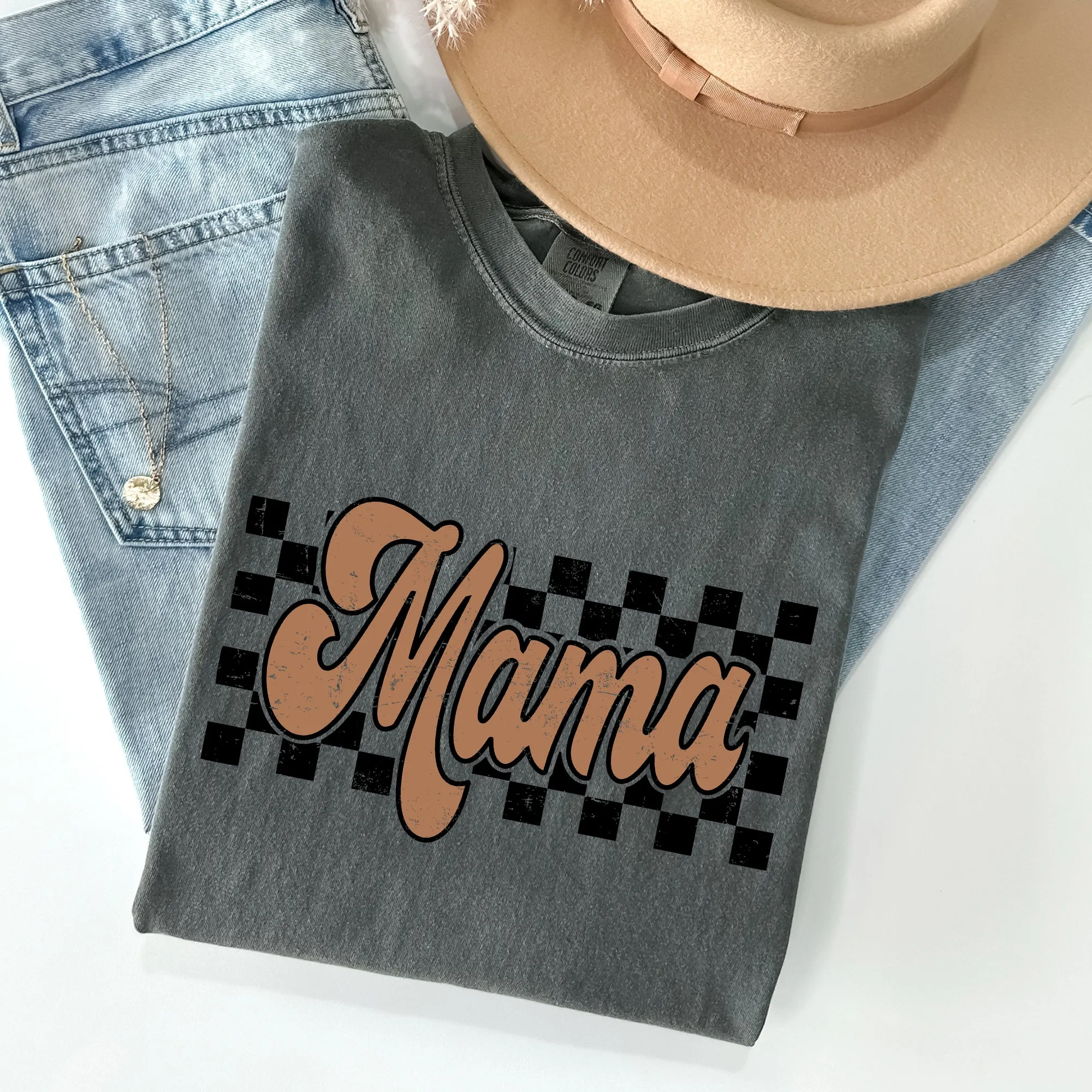 Mama Retro Checkered, Aesthetic, Vintage, Comfort Colors Tshirt sold by Refinery Number One product image thumbnail 2