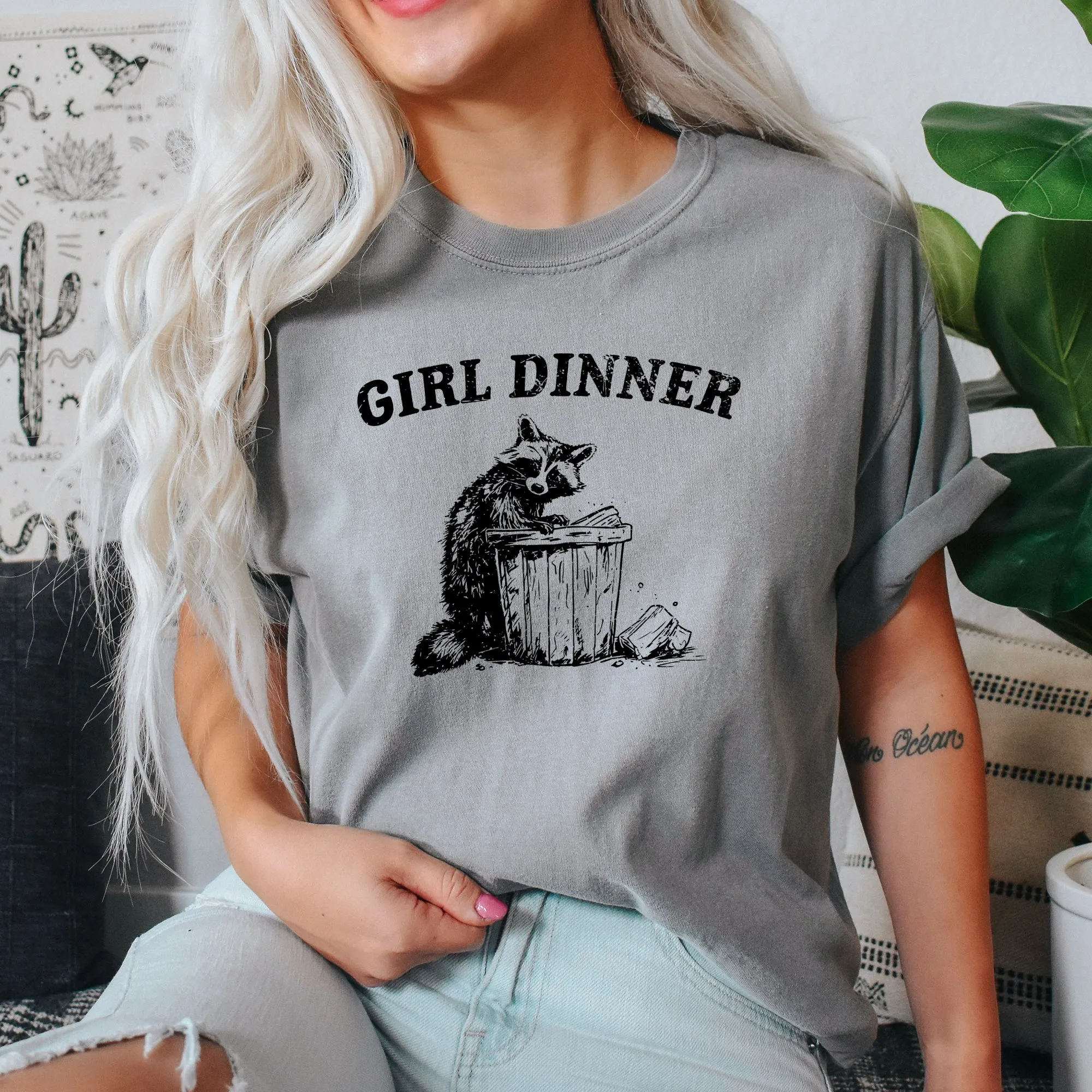 Girl Dinner, Raccoon, Meme, Aesthetic, Funny, Comfort Colors Tshirt sold by Refinery Number One product image thumbnail 4