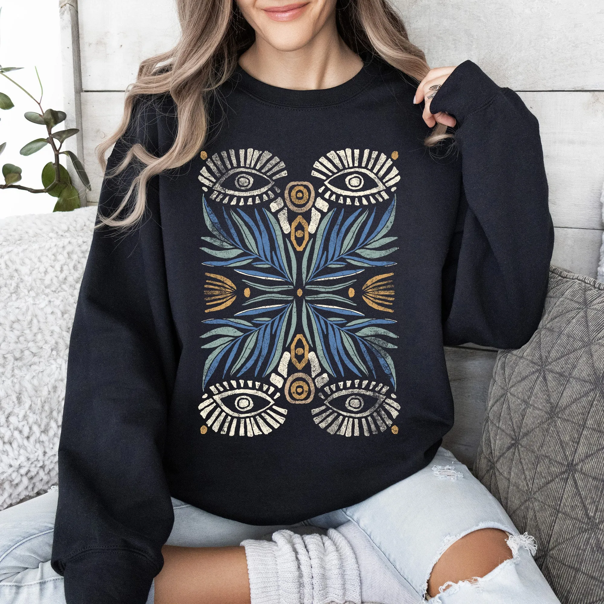 Boho Folk Art Vintage Mystical Floral Sweatshirt sold by Refinery Number One product image thumbnail 2