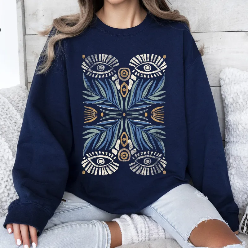 Boho Folk Art Vintage Mystical Floral Sweatshirt sold by Refinery Number One