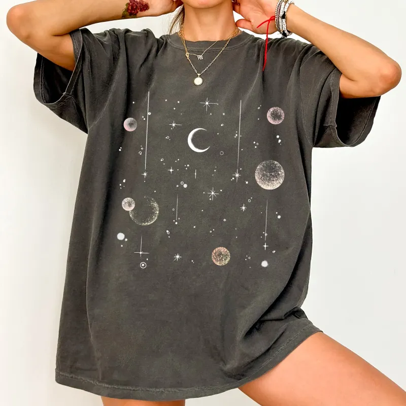 Celestial Moon, Moon Phase Astrology Astronomy, Boho, Oversized, Vintage Comfort Colors Tshirt sold by Refinery Number One