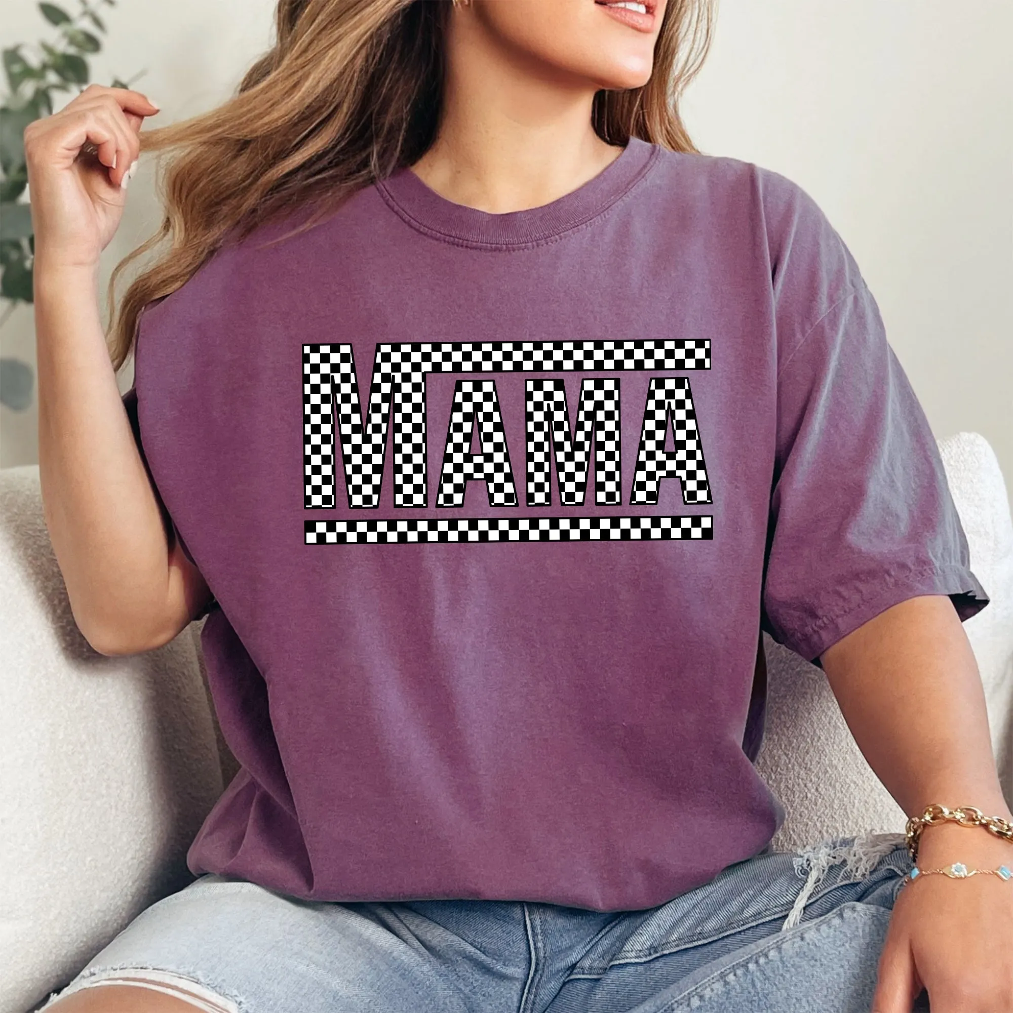 Checkered Mama, Retro, Vintage Comfort Colors Tshirt sold by Refinery Number One product image thumbnail 3