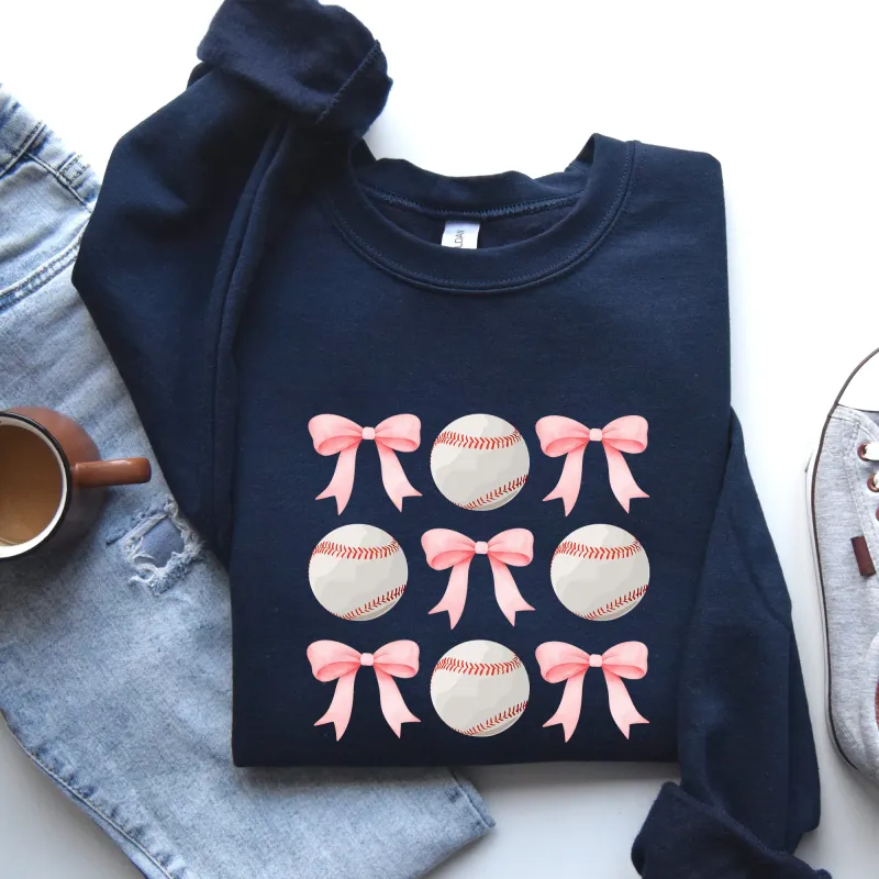 Baseball, Pink Bows, Mother, Mama, Sports, Coquette Sweatshirt sold by Refinery Number One