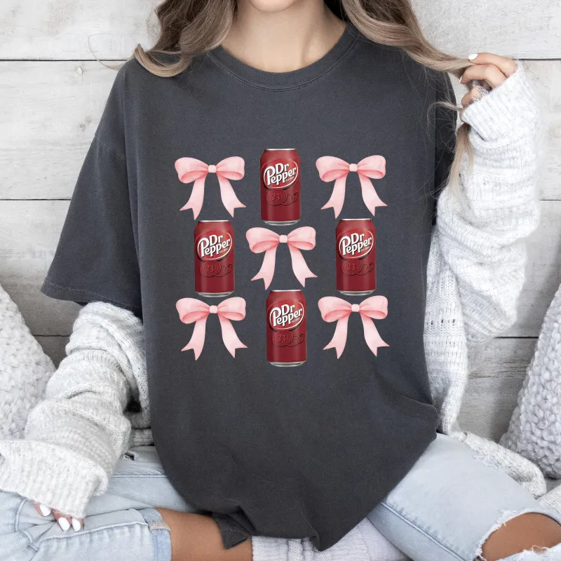 Dr Pepper, Soft Drink, Coquette, Preppy, Soda, Pop, Bows Tshirt Comfort Colors T-Shirt sold by Refinery Number One