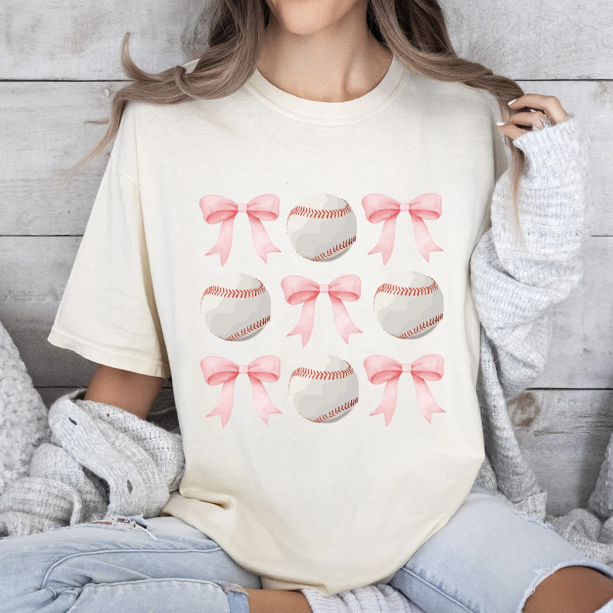 Baseball, Pink Bows, Mother, Mama, Sports, Coquette Tshirt Comfort Colors T-Shirt sold by Refinery Number One product image thumbnail 5