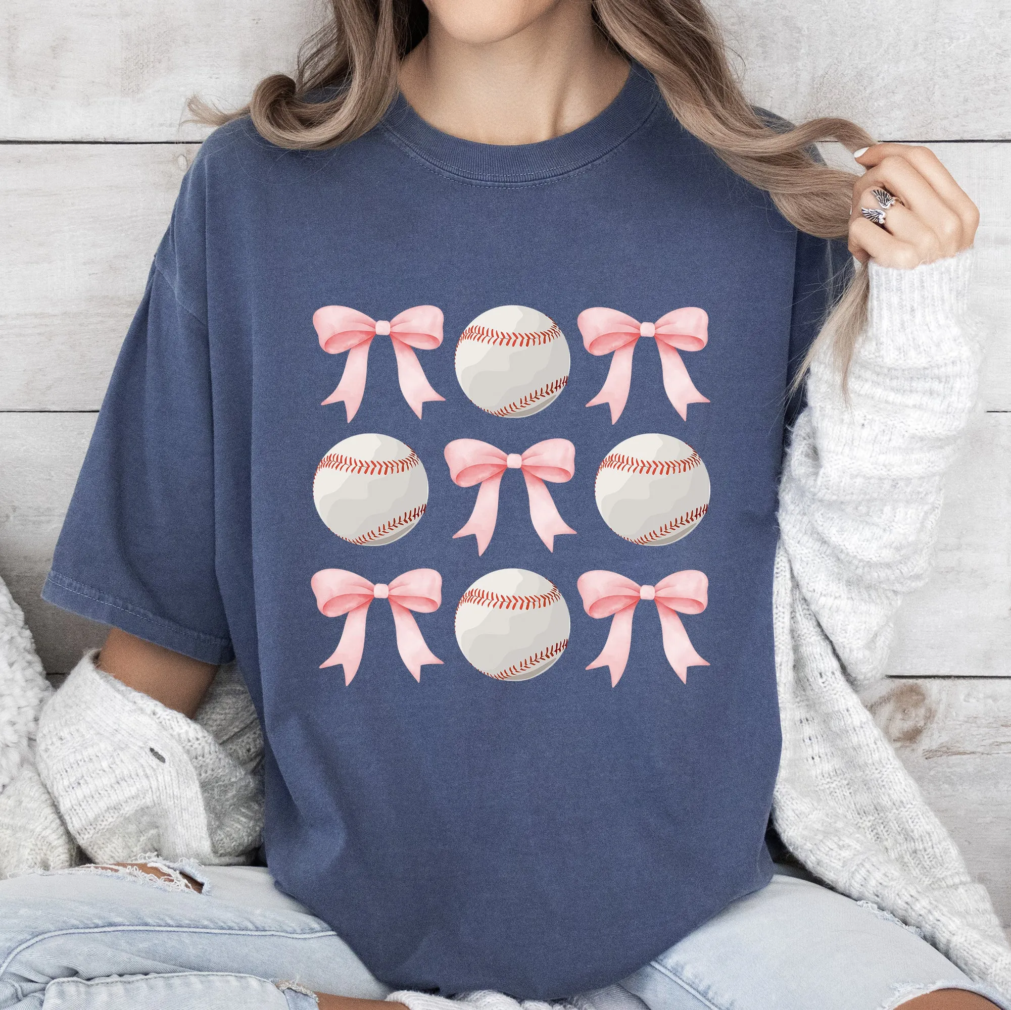 Baseball, Pink Bows, Mother, Mama, Sports, Coquette Tshirt Comfort Colors T-Shirt sold by Refinery Number One product image thumbnail 4