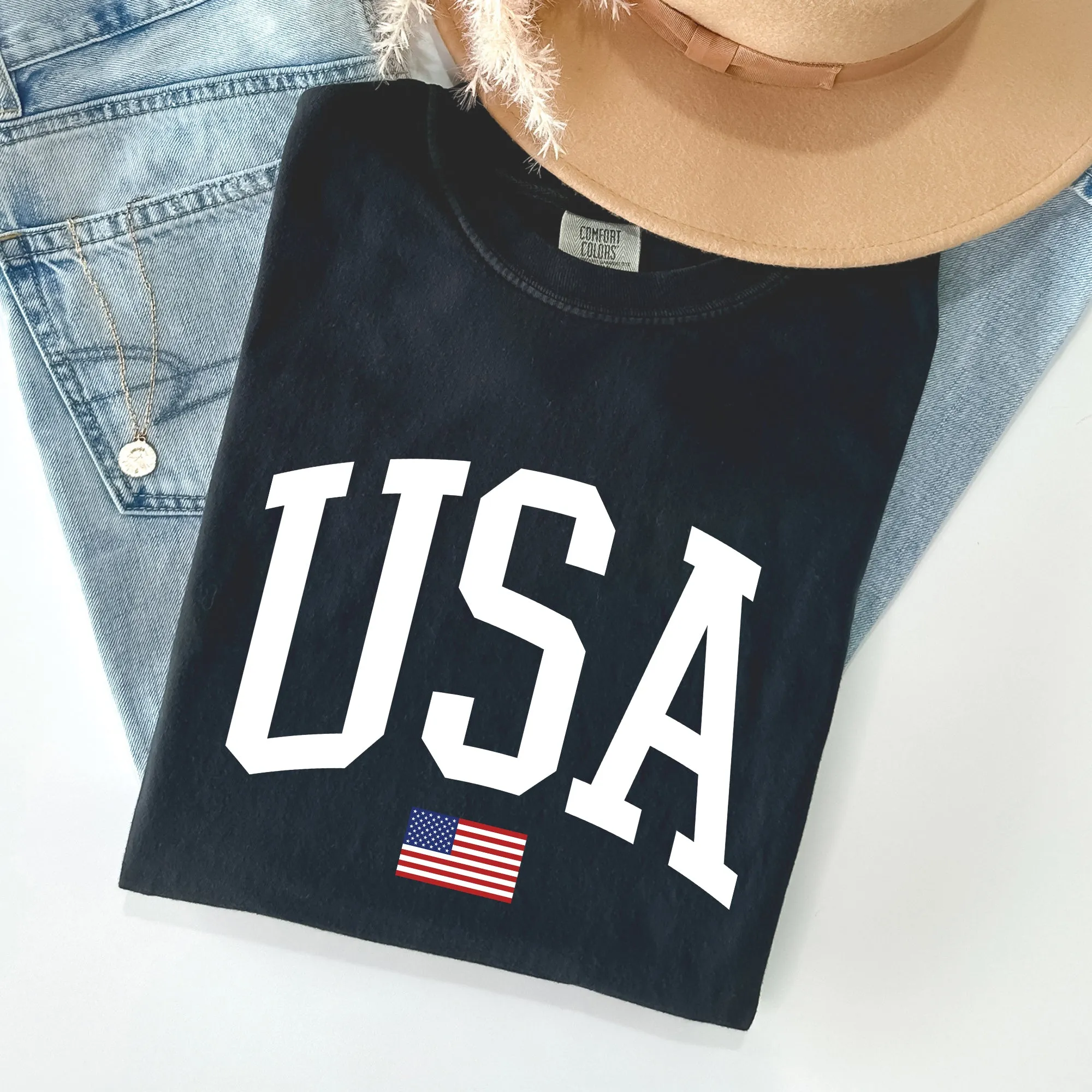 USA Flag Patriotic Fourth Of July American Flag Vintage Inspired Graphic Comfort Colors Tee sold by Refinery Number One product image thumbnail 4