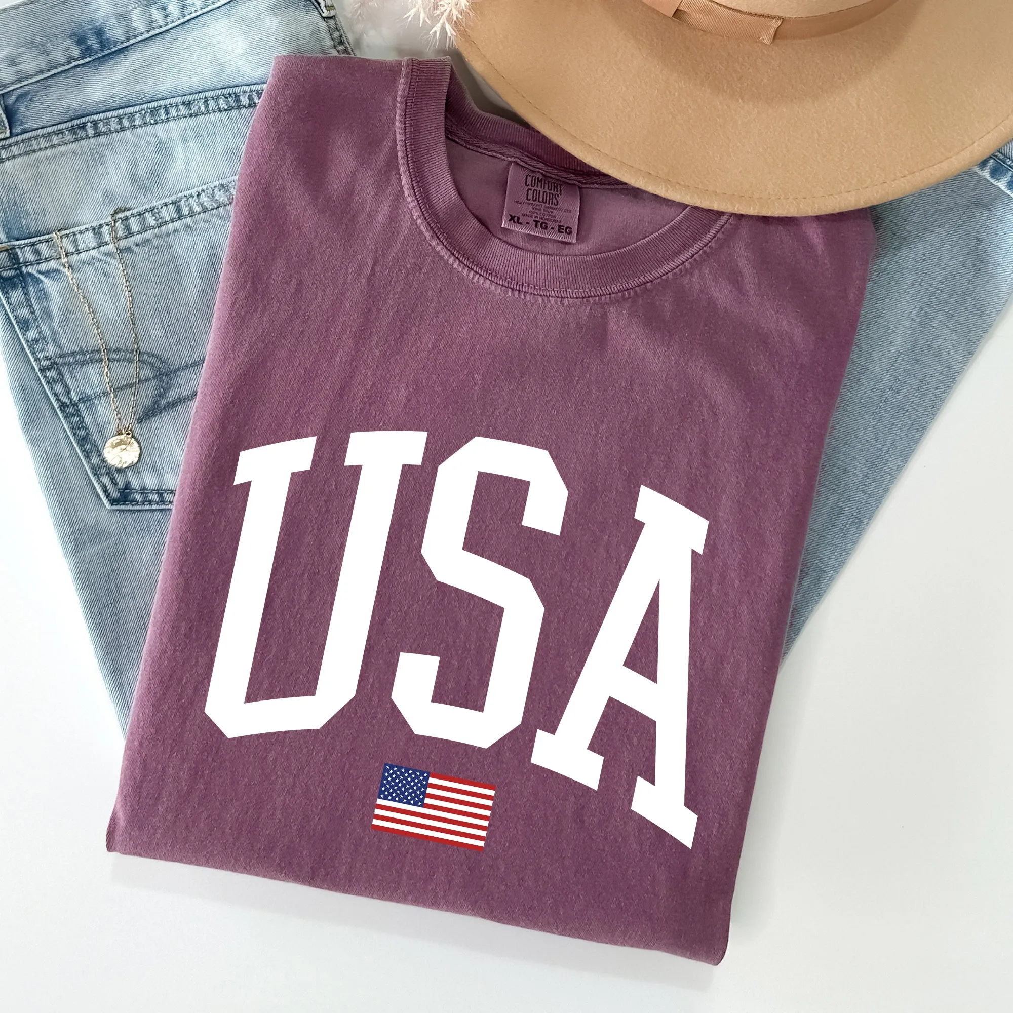 USA Flag Patriotic Fourth Of July American Flag Vintage Inspired Graphic Comfort Colors Tee sold by Refinery Number One product image thumbnail 3