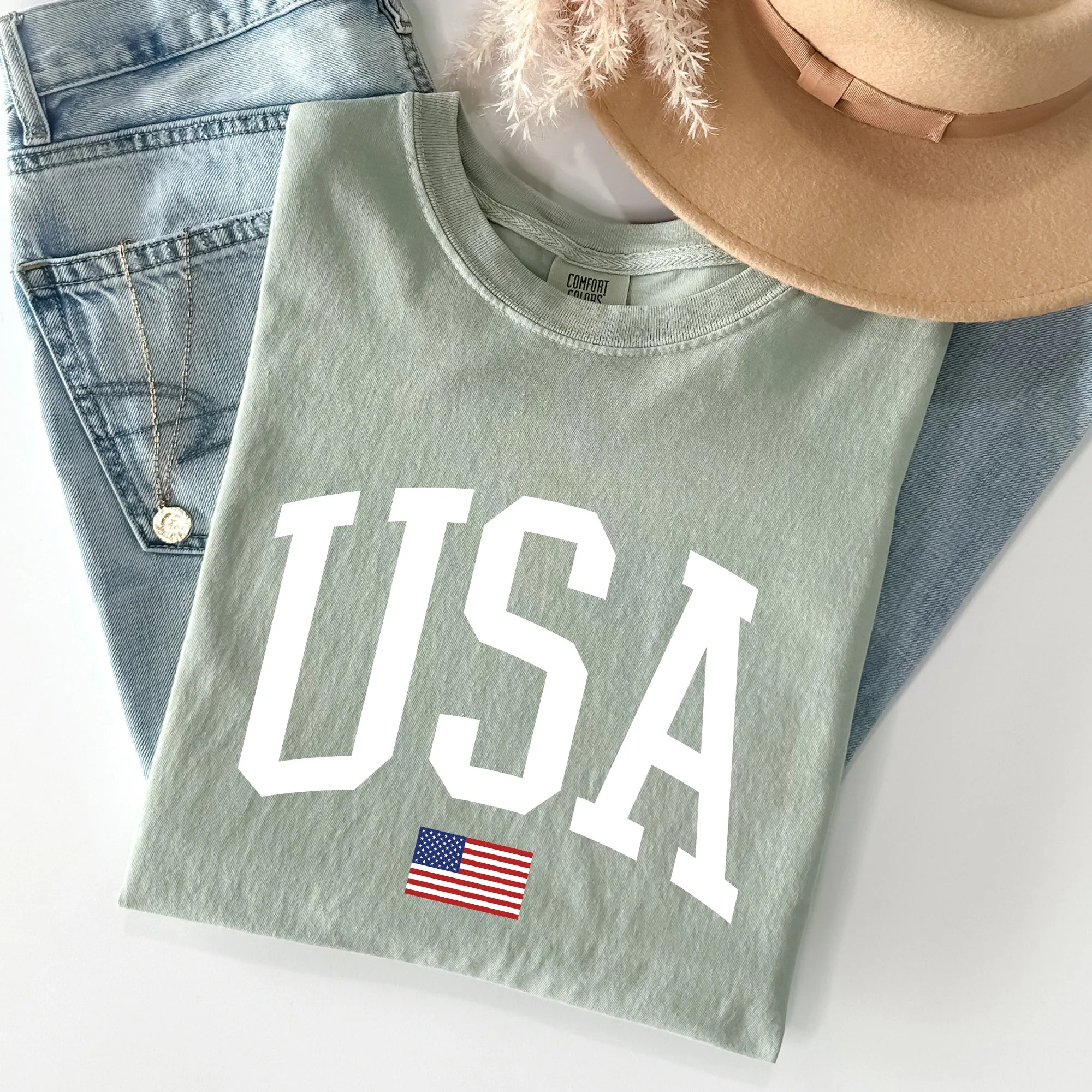 USA Flag Patriotic Fourth Of July American Flag Vintage Inspired Graphic Comfort Colors Tee sold by Refinery Number One product image thumbnail 2