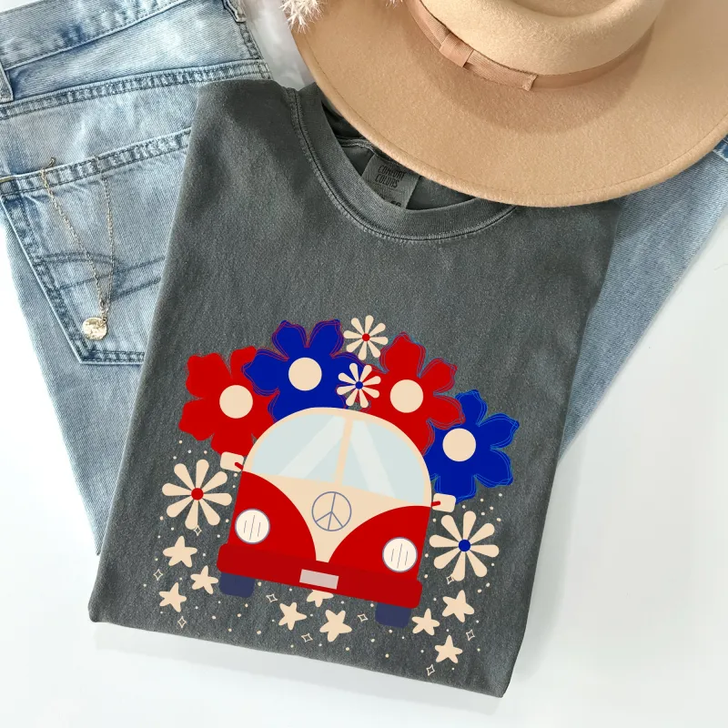 Retro Van, Patriotic, 4th of July Comfort Colors Tshirt sold by Refinery Number One