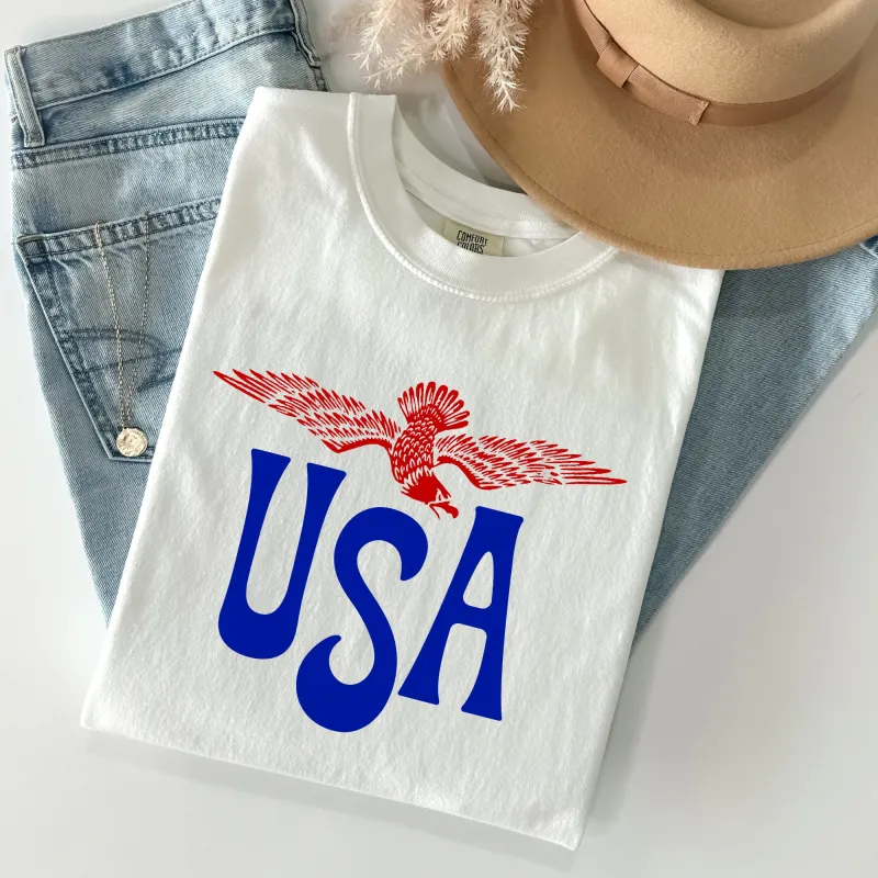 Retro USA, Eagle, America, Patriotic, 4th of July Tshirt Comfort Colors T-Shirt sold by Refinery Number One
