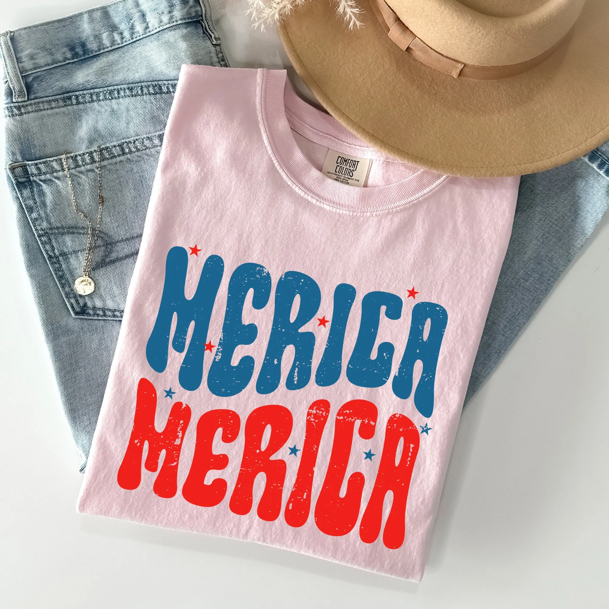 Retro 'Merica, America, Red White Blue, Patriotic, Tshirt Comfort Colors T-Shirt sold by Refinery Number One product image thumbnail 4