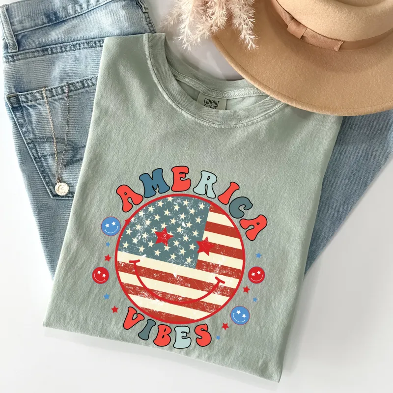 Retro America Vibes, Patriotic, 4th of July Tshirt Comfort Colors T-Shirt sold by Refinery Number One